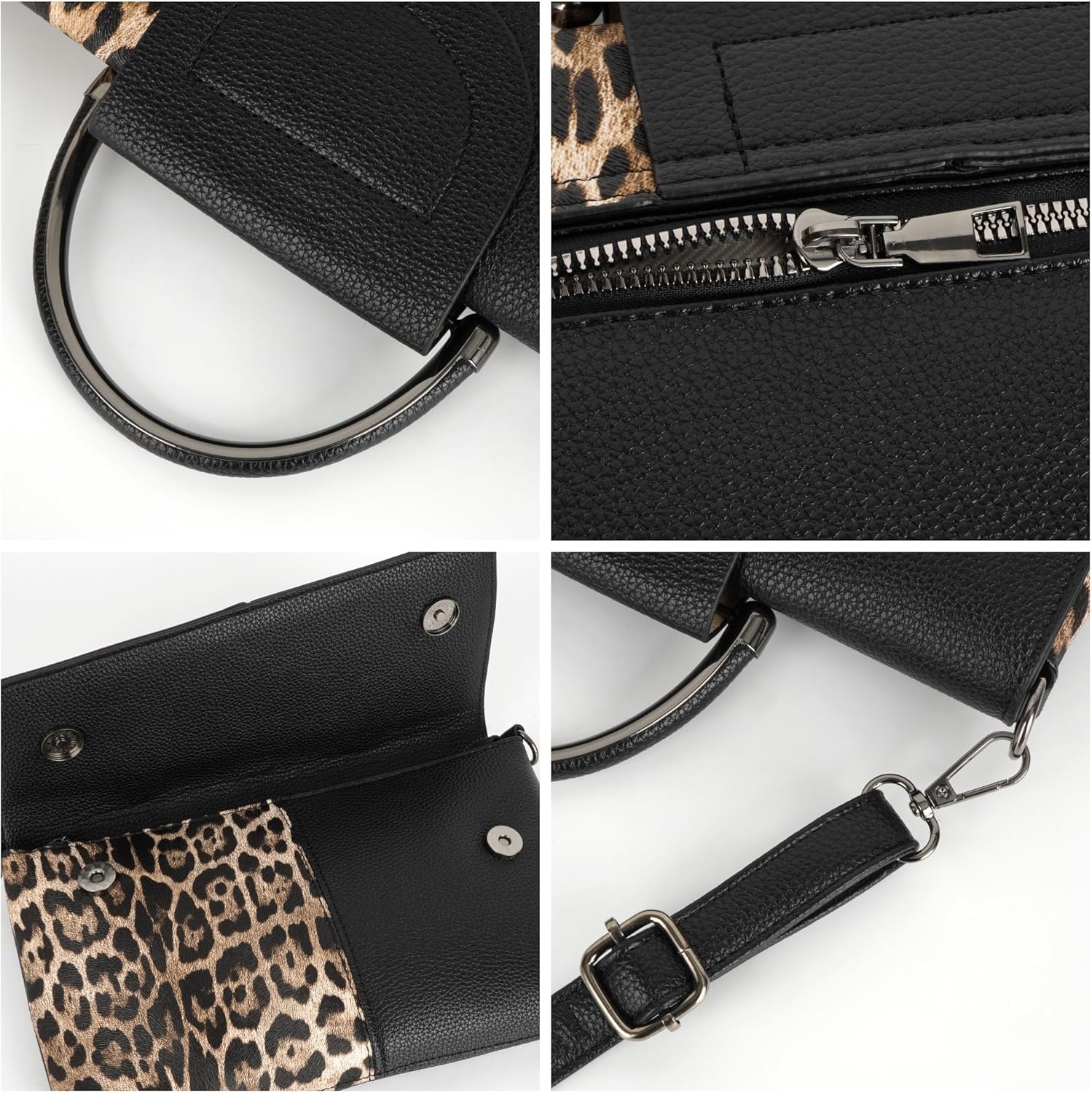 Women's Snakeskin Flap Tote Top Handle Satchel Handbag Pu Leather Clutch Purse Casual Shoulder Crossbody Bag - Image 7