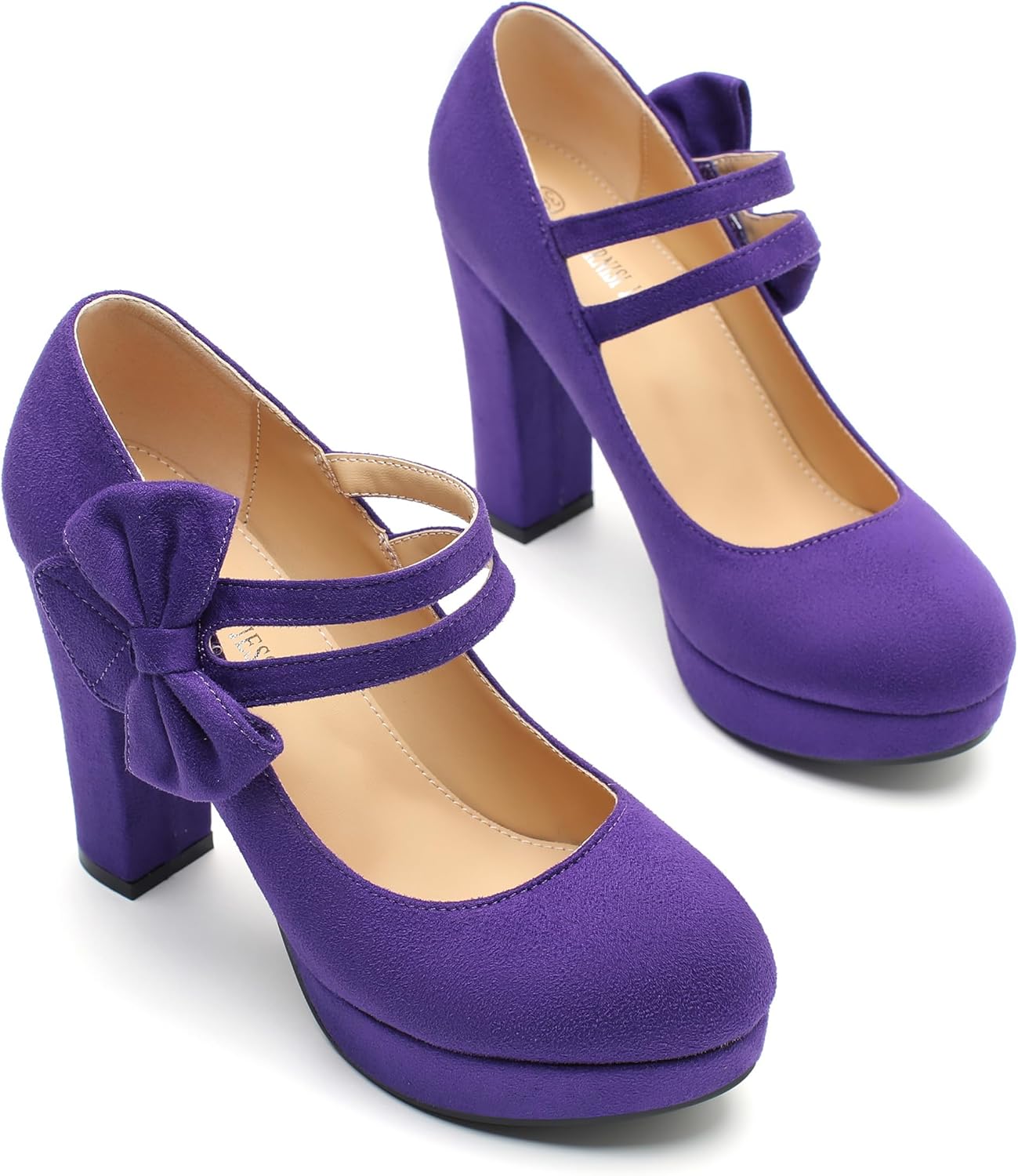 MAIERNISI JESSI Women's Platform Mary Jane Pumps with Bow, 3.94 Inch Block Heel Dress Shoes - Image 7