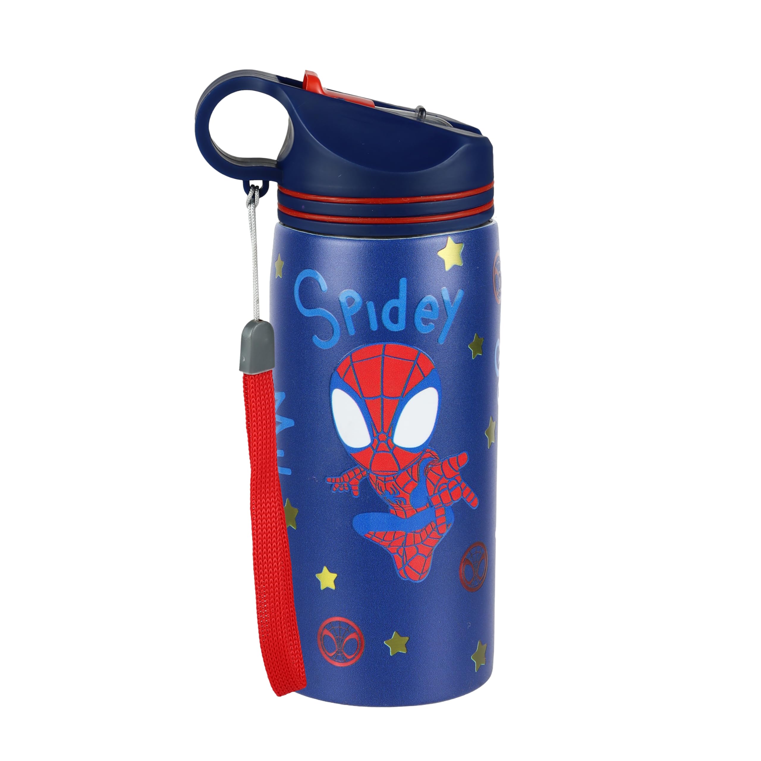 Marvel Avengers Superhero Spiderman Stainless Steel SIngle Wall Sipper Water Bottle For Unisex Kids School And Travelling | 500 Ml | BLUE | AZ2060 (Spidy Ghost)-image-16