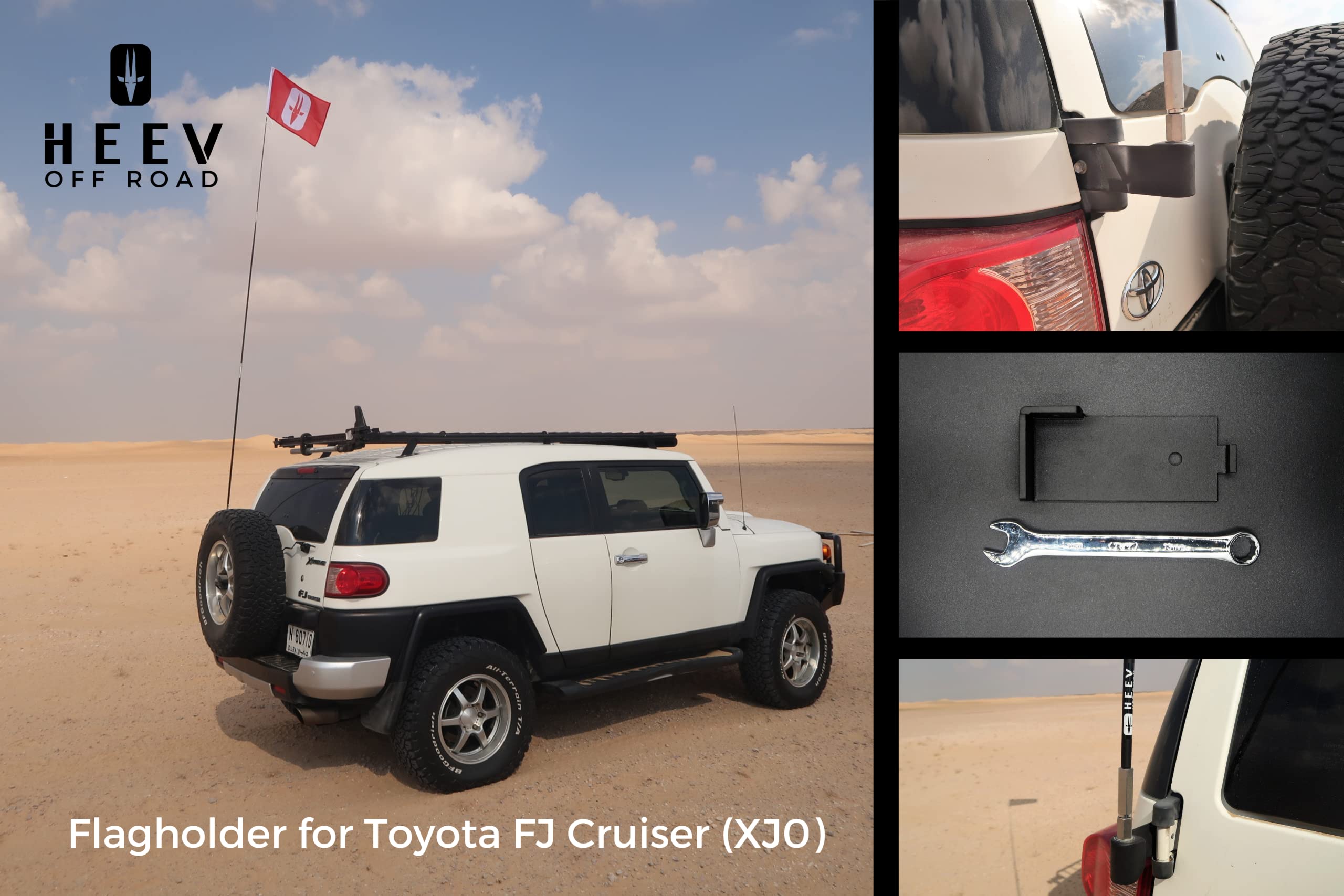 HEEV Off RoadFlag Holder compatible with Toyota FJ Cruiser