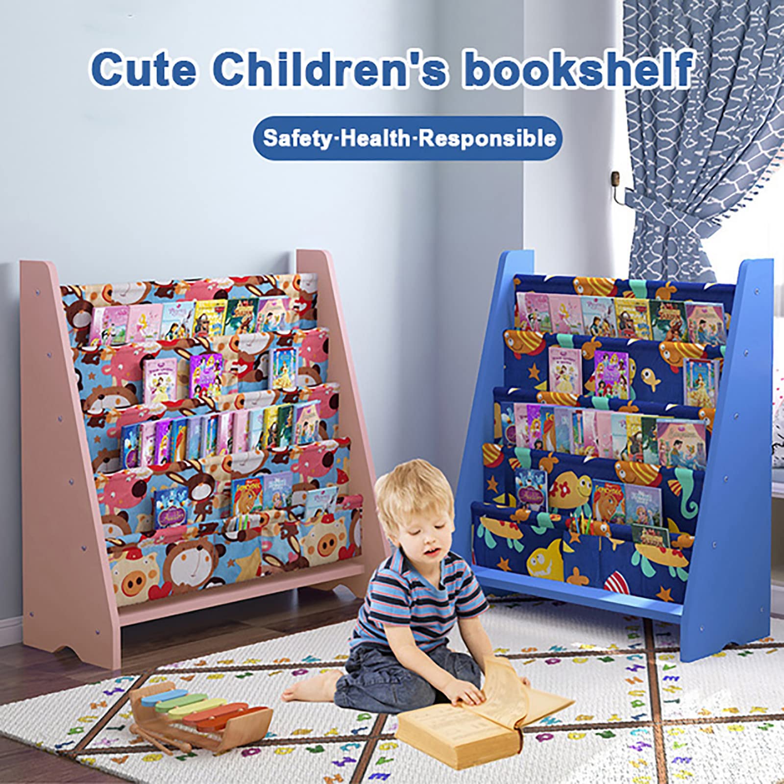 Libreria Bambini VEVOR Legno 4 Livelli - Scaffale Giochi, 6 Scomparti, Sicuro