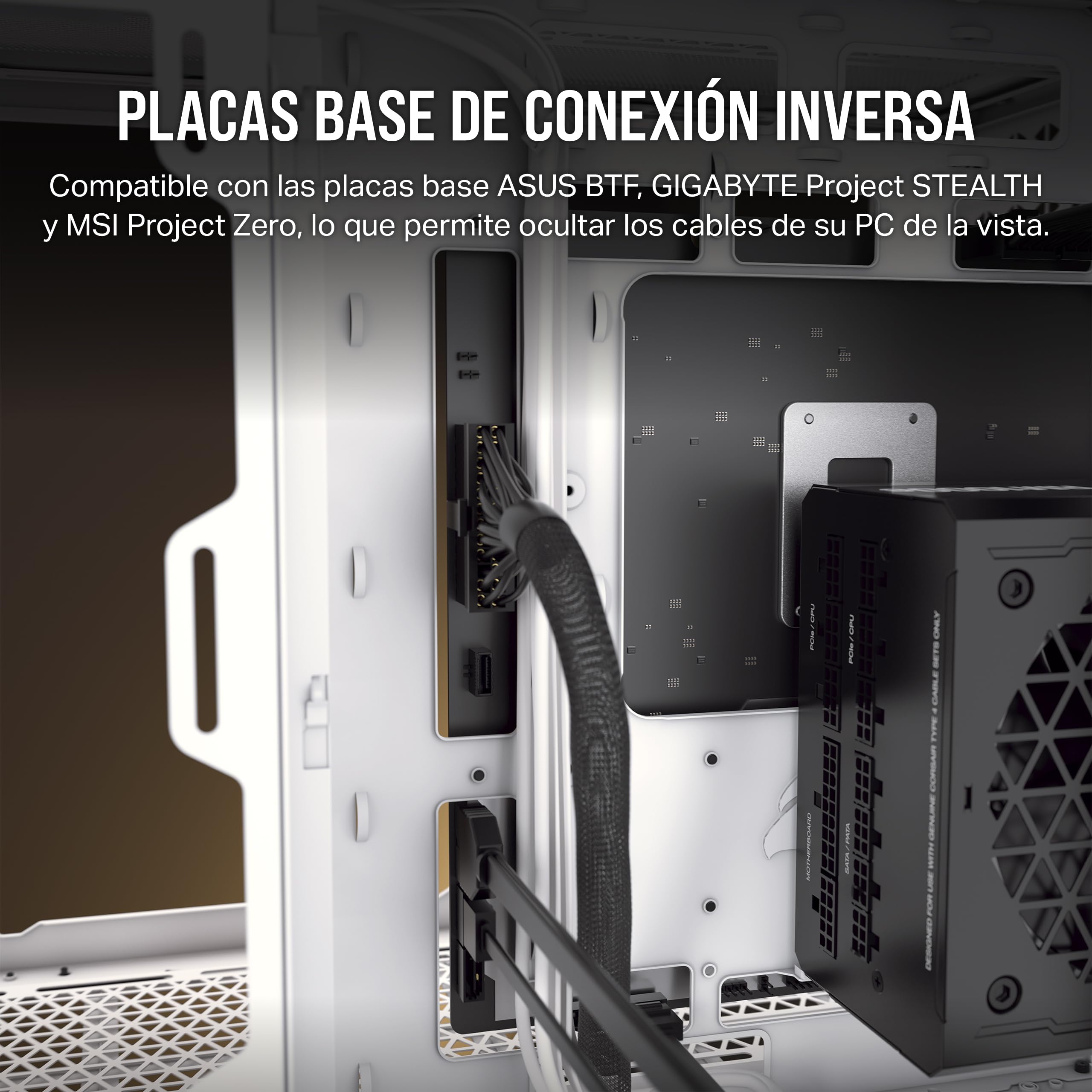CORSAIR iCUE LINK 2500X RGB Pequeña-Torre mATX Caja de PC de Doble Cámara - Cristal Templado Panorámico - Compatible Placa Base Conexión Inversa - 2x Ventiladores CORSAIR RX120 RGB Incluidos - Blanco