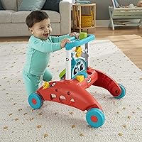 Vista 2 de Fisher-Price 2-Sided Walker, Stable and Regular Rhythm (French Version), Car-Inspired Interactive Walker with Educational Activities and Songs