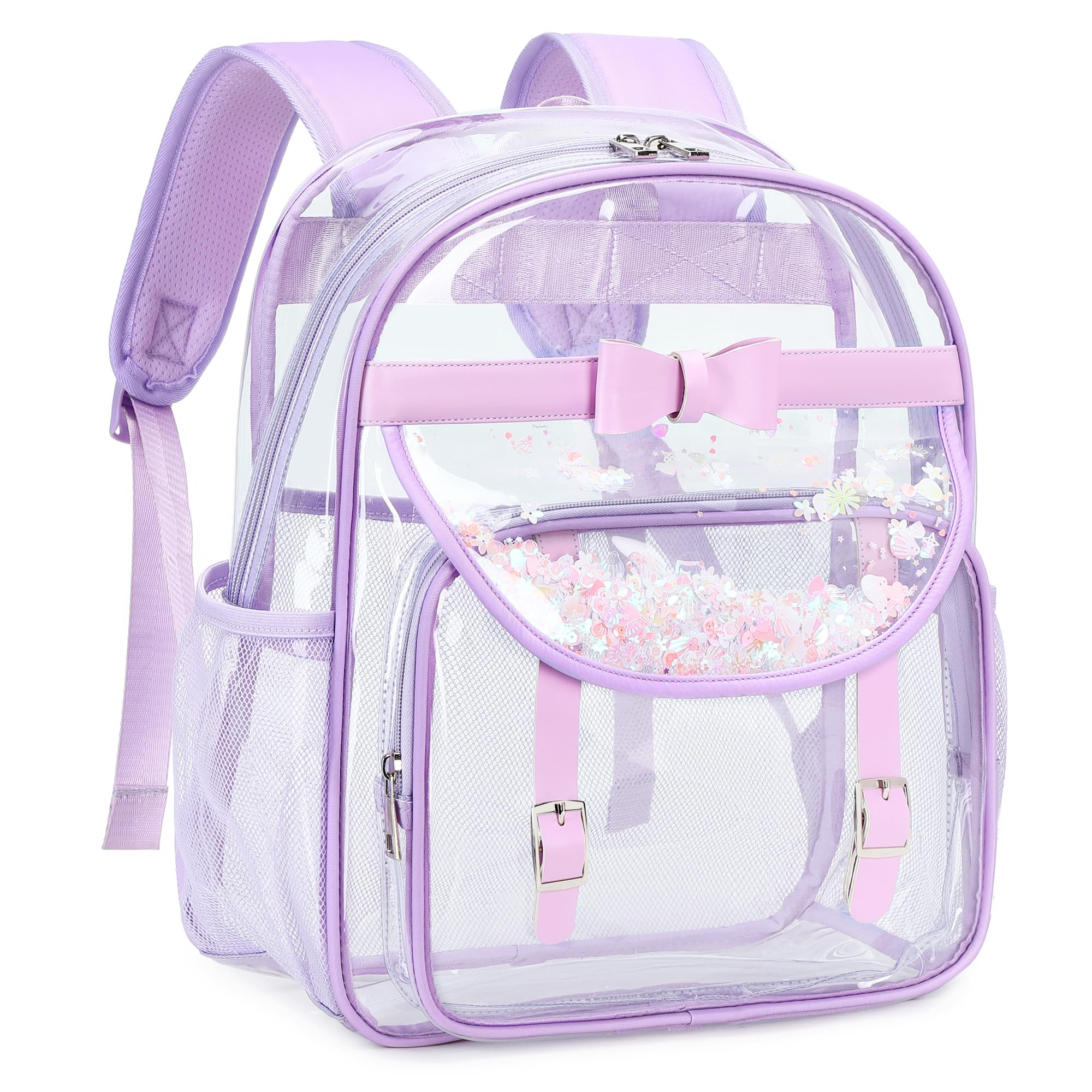 Clear Backpack for School,Heavy Duty PVC Transparent Bookbag for Girls Women Stadium Approved See Through Backpacks Kids Elementary Laptop Bags for