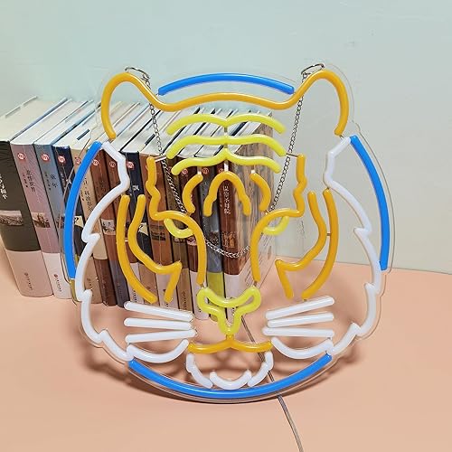 Miniatura 6 de Diyida Letrero de luz LED de neón con diseño de tigre para bar de cerveza, club, dormitorio, oficina, hotel, pub, cafetería, boda, fiesta de