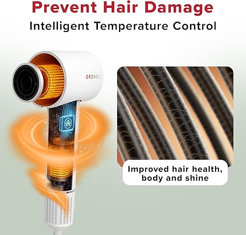 Miniatura 6 de Secador de pelo iónico con difusor para cabello rizado, ondulado, profesional de alta velocidad, sin escobillas, para secado rápido, bajo ruido,