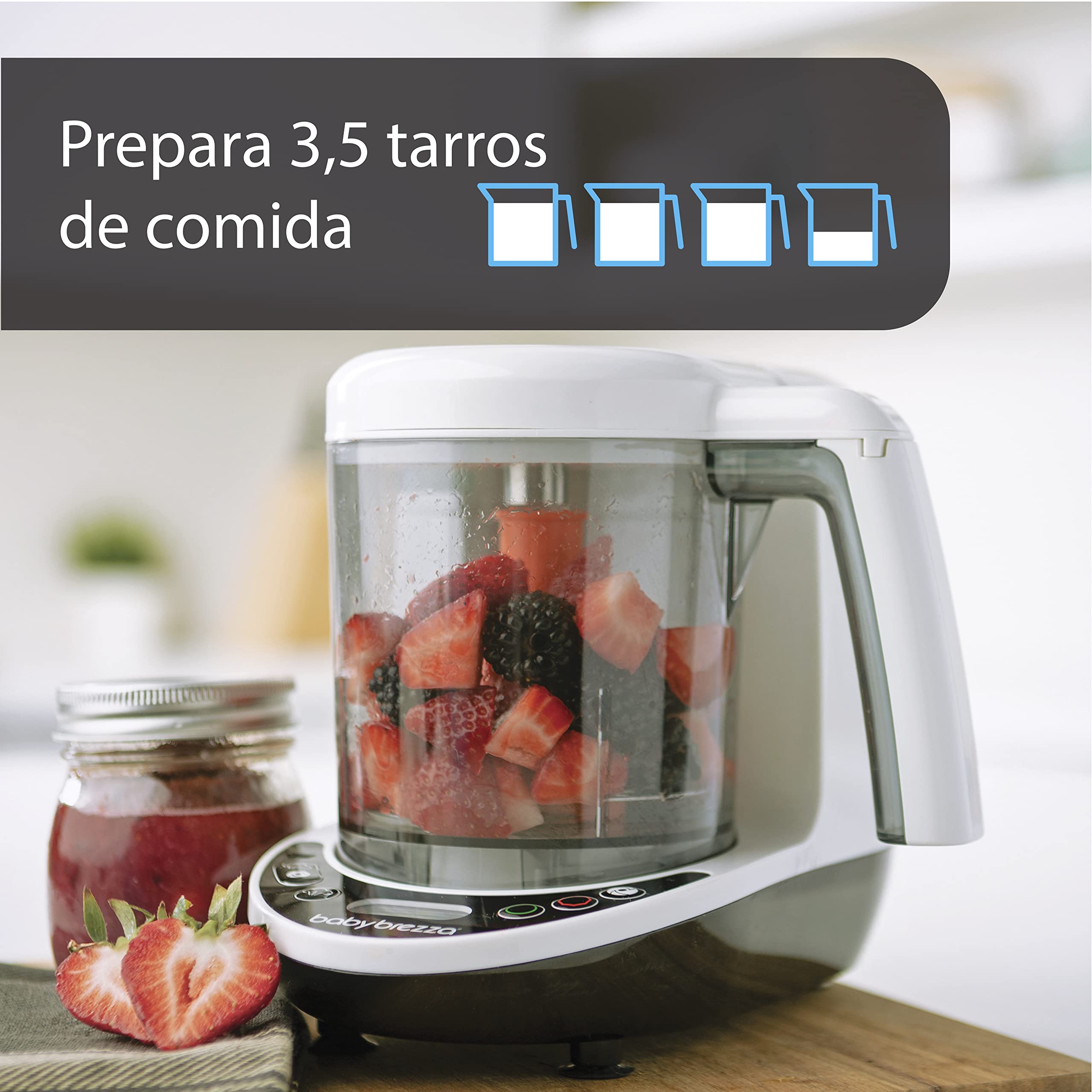 Baby Brezza - Robot Cocina Bebe - Baby Food Maker Deluxe - Multifunción 3 en 1 para Bebés - Descongela, Cocina al Vapor y Tritura - Procesador de Alimentos Bebe