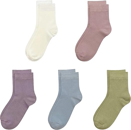 SERISIMPLE Kids Viscose Bamboo School Socks Soft flate Seam Color Anti Odor Thin Breathable Stretch Cuffs Girls Boy 5 Pairs