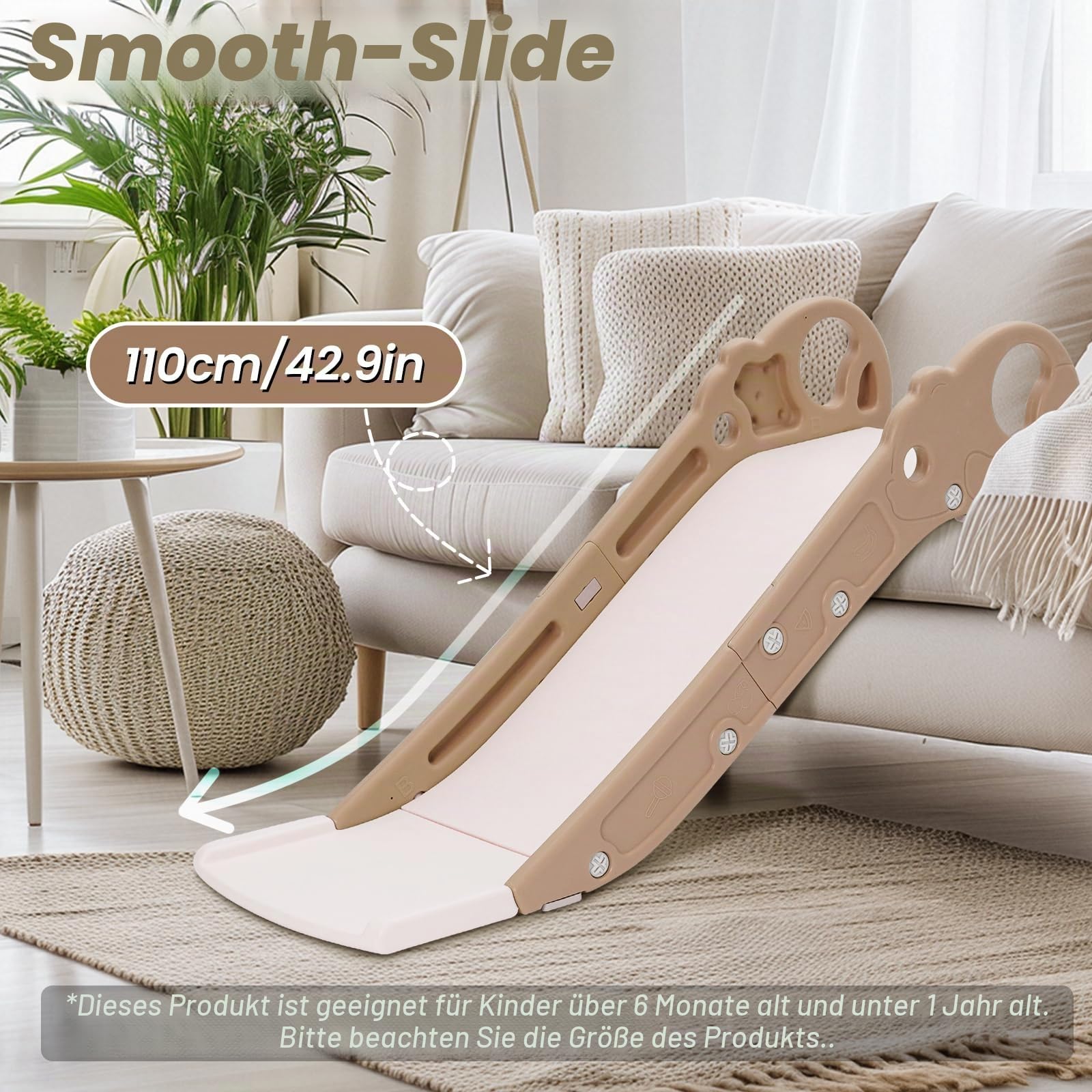 Sofa Rutsche, Kinderrutsche, Mini Kletterrutsche für Bett oder Sofa, Indoor & Outdoor Spielausrüstung für Jungen und Mädchen (Khaki)