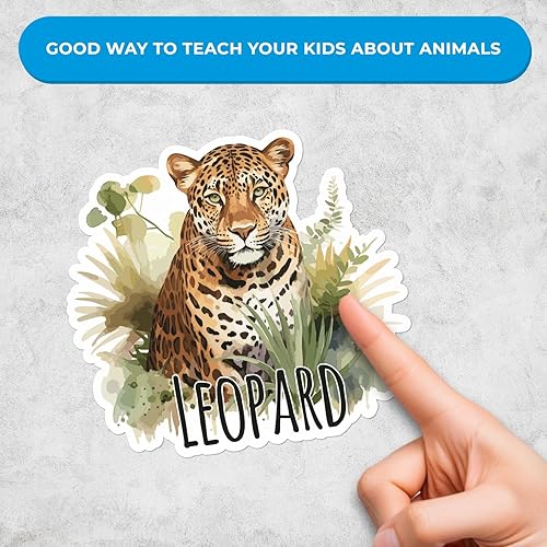 Miniatura 9 de Calcomanía de animal de guepardo de acuarela, calcomanía de vinilo impermeable para parachoques de automóvil, laptop, botella de agua, pared y