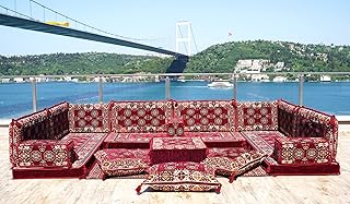 U Shaped Arabic Sofa Set, Maroon Floor Pillows, Corner Floor Sofa Seating, Floor Cushions, Arabic Majlis, Pallet Sofas, Arabic Jalsa, Dog Sofa Bed, Lazy Sofa (U Sofa Only)