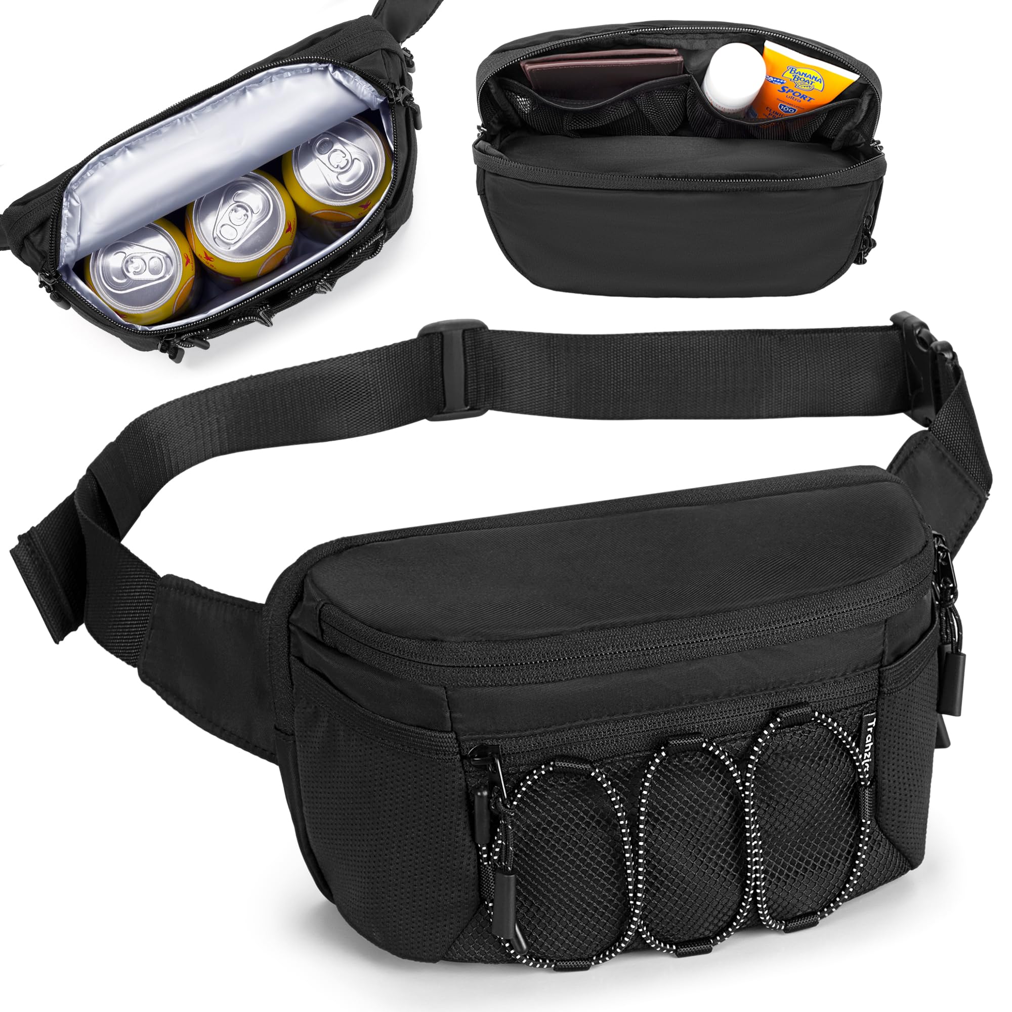 Trahzia Fanny Pack Cooler, Insulated Waist Pack Snack Bag for Beach Camping