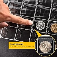 Vista 2 de Colección de monedas Álbum de libros para coleccionistas, 300 bolsillos de almacenamiento de monedas + 42 bolsillos para coleccionar mangas
