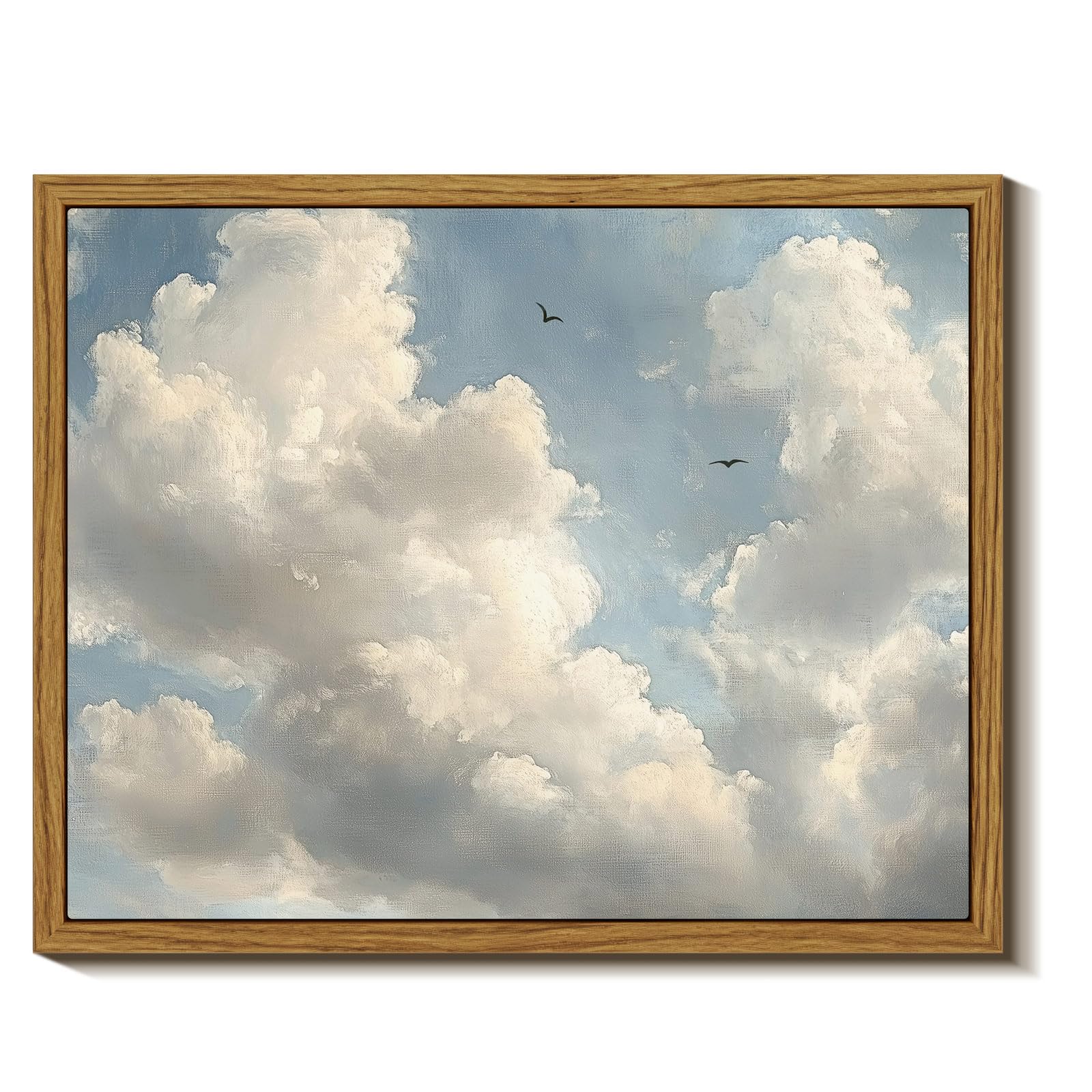 InSimSea Framed Wall Art for Living Room Cloud Canvas Wall Decor Bedroom Cloudy Artwork Retro Oil Paintings Pictures Prints Gallery Boho Vintage Cloudscape Soaring Birds Farmhouse Decor Office 8x10In — image 1