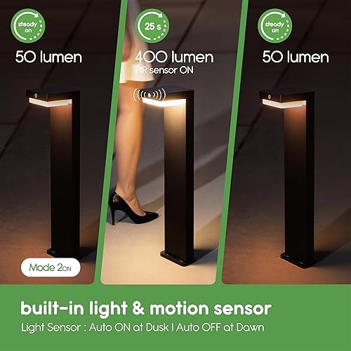 Miniatura 4 de Luces solares de sendero - Luces solares para pasarela para exteriores - Sensor PIR y dos modos de iluminación - Batería recargable que dura hasta