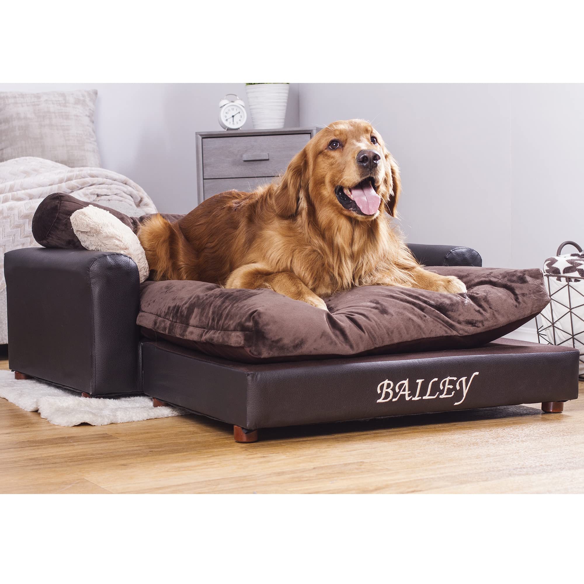 Customizable Premium Leatherette Pets Sofa, Espresso, X-Large