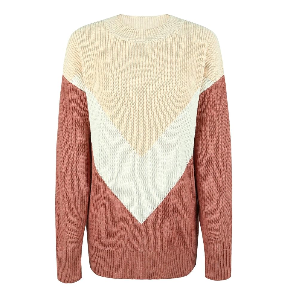 Women's Sweaters Casual Knit Pullover Color Block Jumper