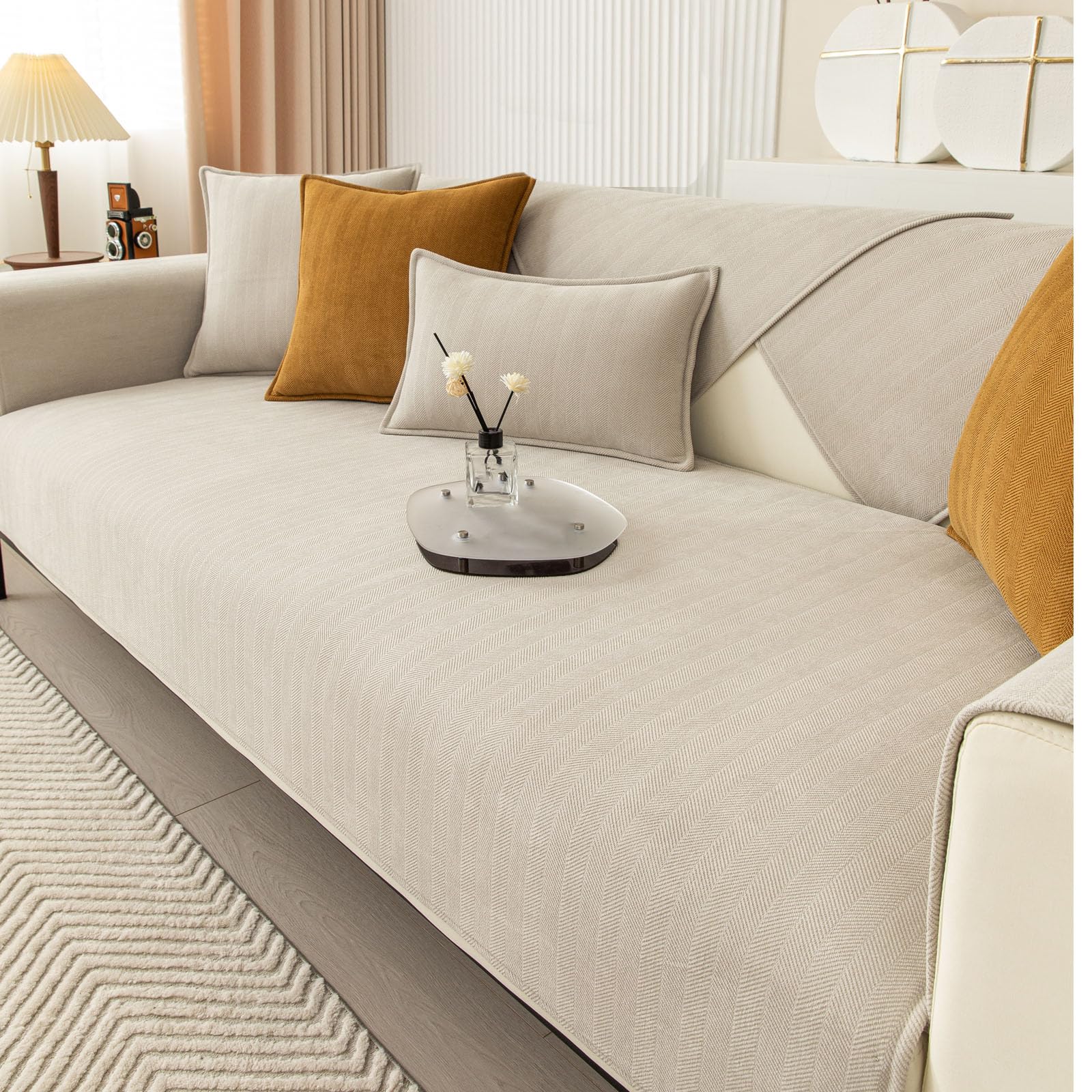 Chenilla Suave Funda Sofa Chaise Long 1 2 3 4 Plazas Protector Cubre Sofa, Grandes Fundas Sofá Antideslizante Universal, Fundas de Sofá Súper Suave para Mascota, (Blanco,90X210cm)