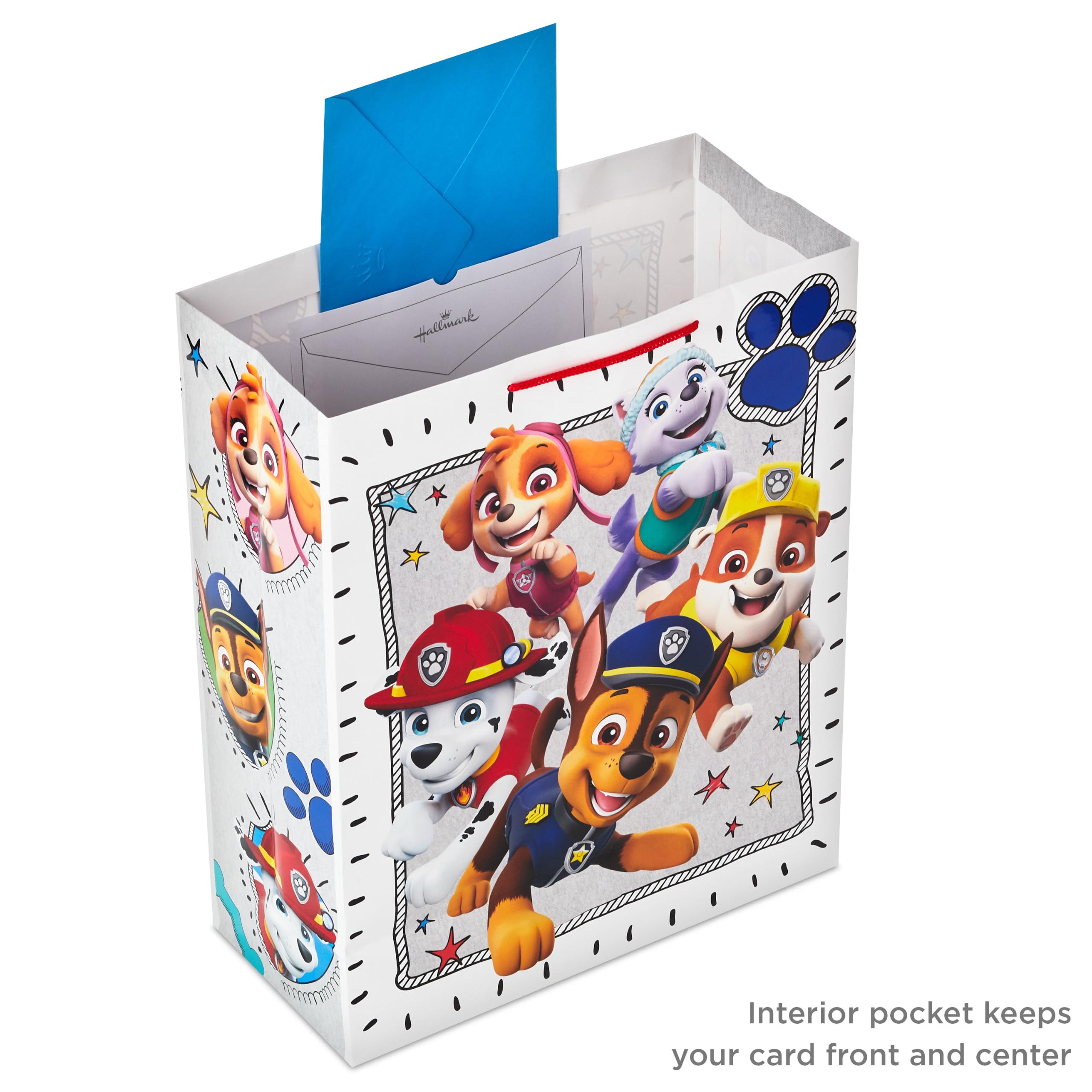 Hallmark 38,1 cm große Paw Patrol Geschenktüte mit Seidenpapier für Geburtstage, Kinderpartys, Weihnachten, Feiertage