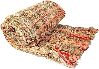 Home Soft Things Multi-Color Chenille Couch Throw Blanket, Burnt Orange, 50" x 60'' Soft Warm Cozy Tartan Blanket with Tassels Throw Blanket for Living Room Bed Sofa Chair Décor