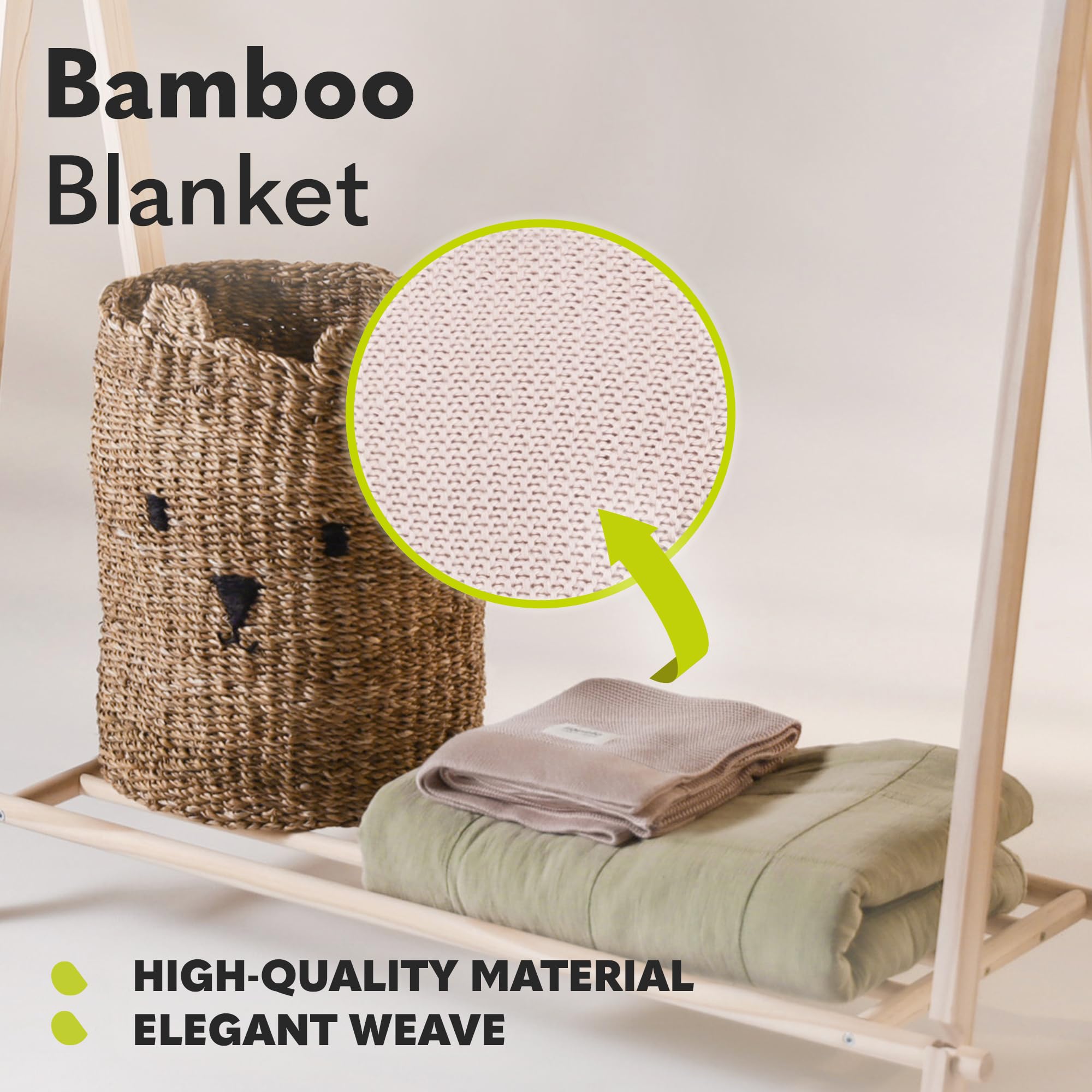 LIONELO Bamboo Blanket 100x75cm Lightweight Baby Blanket & Changing pad 100% Cotton Natural Soft Antibacterial Hypoallergenic Antifungal Perfect for yearound comfort Ideal for travel & nursery (Beige) - Image 4