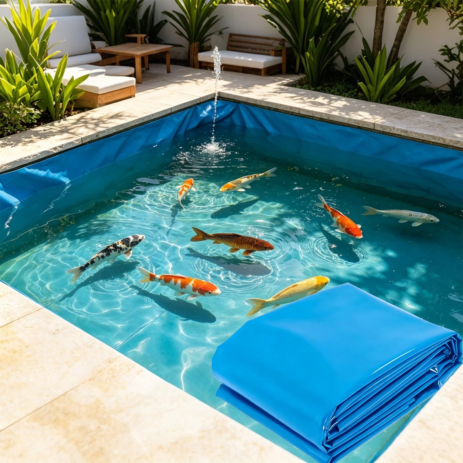 MARXAN Pond Liner 0.12mm Thick Underlay 3x4m 4x6m 7x10m 8x12m 10x15m Durable Waterproof Membrane for Garden Pools, Fountain and Waterfall, Flexible Pond Tarp(3x12m(9.8x39.3ft))