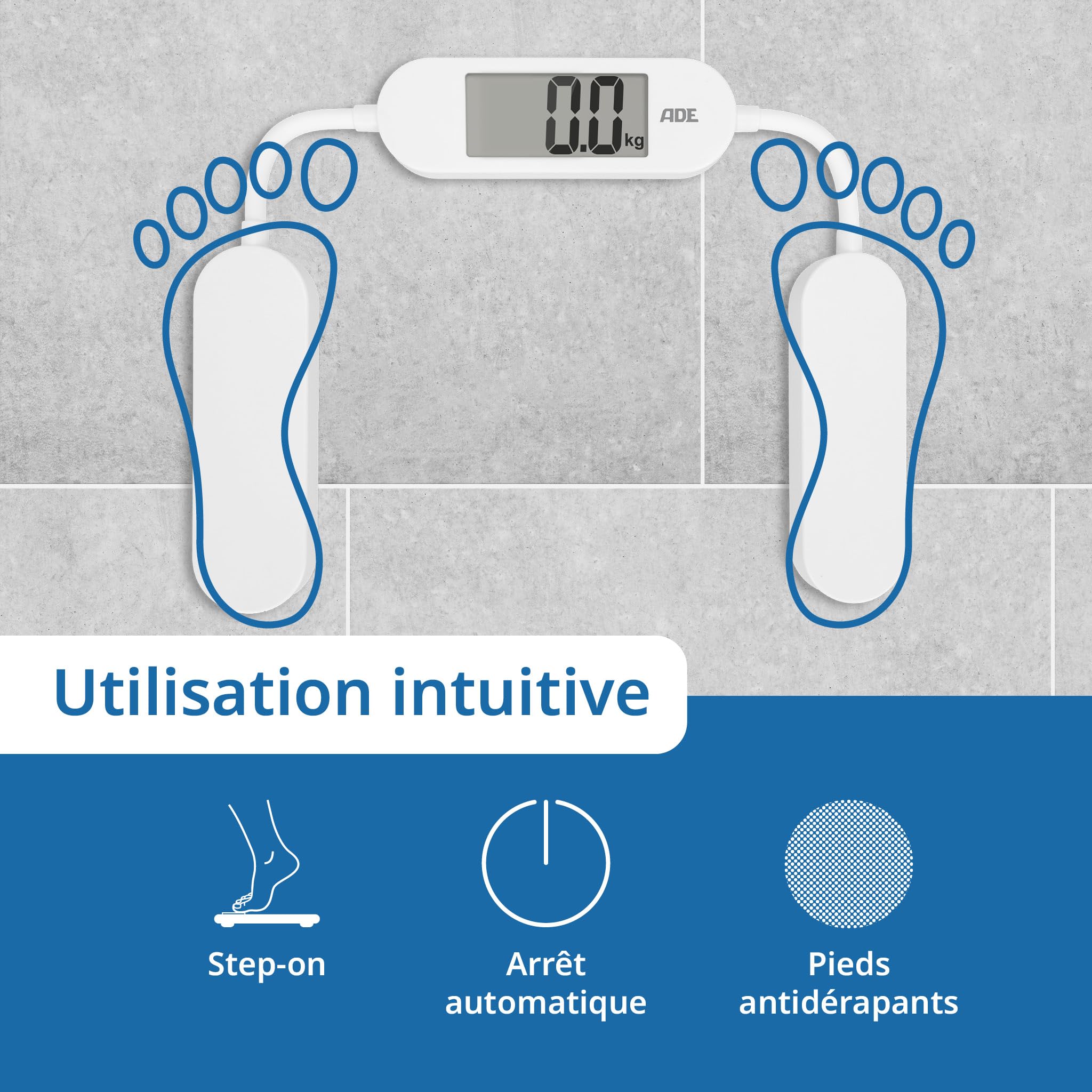 ADE Balance de voyage pliable | pèse-personne numérique avec une capacité de charge de 180 kg par pas de 100 g | balance corporelle précise avec écran LCD