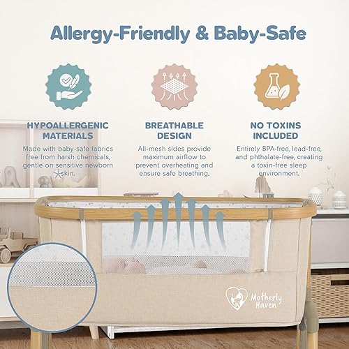 Miniatura 3 de Moisés para bebé, cuna portátil para recién nacidos, bloqueo automático ajustable de 7 alturas, con ruedas, colchón suave y malla transpirable