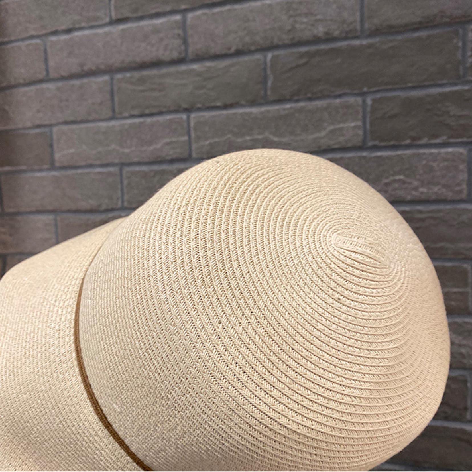 Frauen mit breiter Krempe Strohhalm Hut, Roll-up-Strandhut für Frauen, beige Sonnenhut Sommer UV-Schutz black-56-58cm