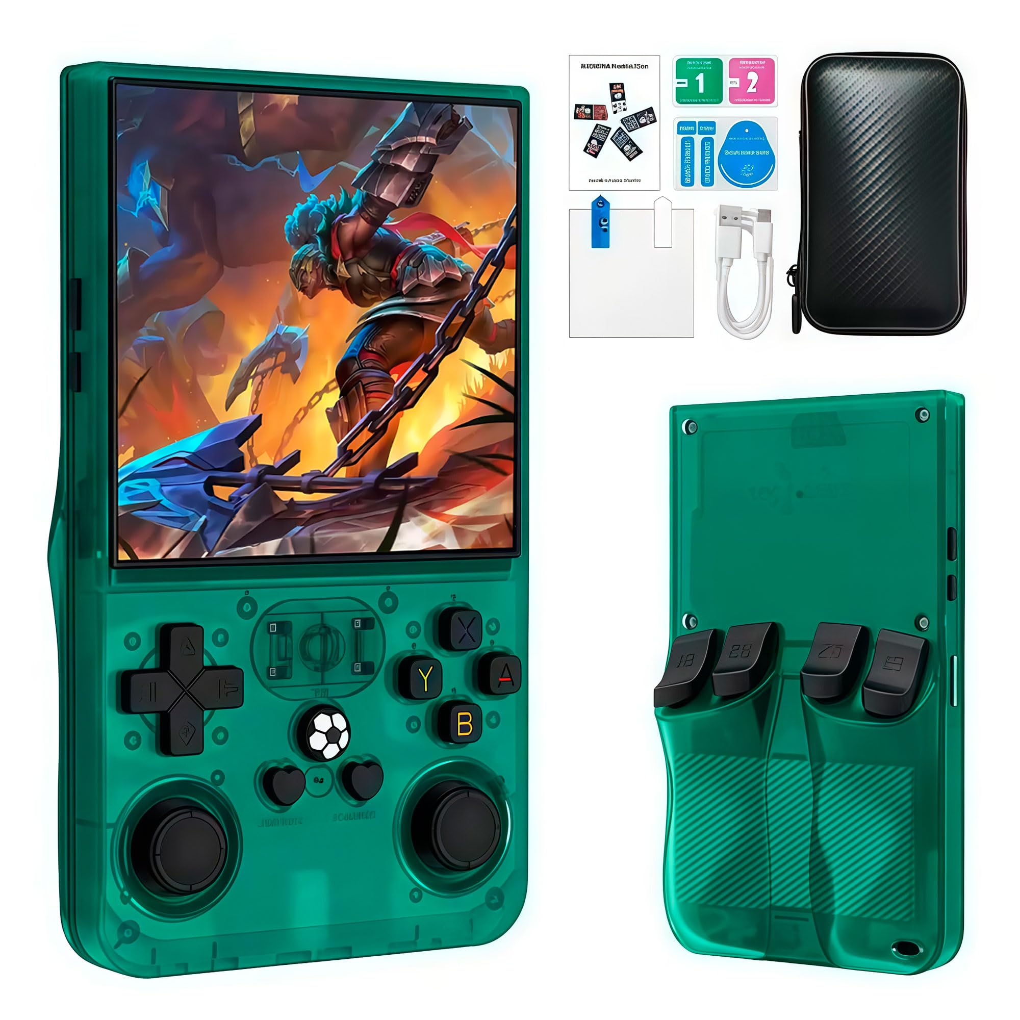 R36MAX Retro Handheld Game Console, 2025 4.0"HD IPS Screen, Open Source Linux System, 21000+ Preloaded Games,4000mAh Battery – Portable Gaming Console for Adults (128Gb Green)