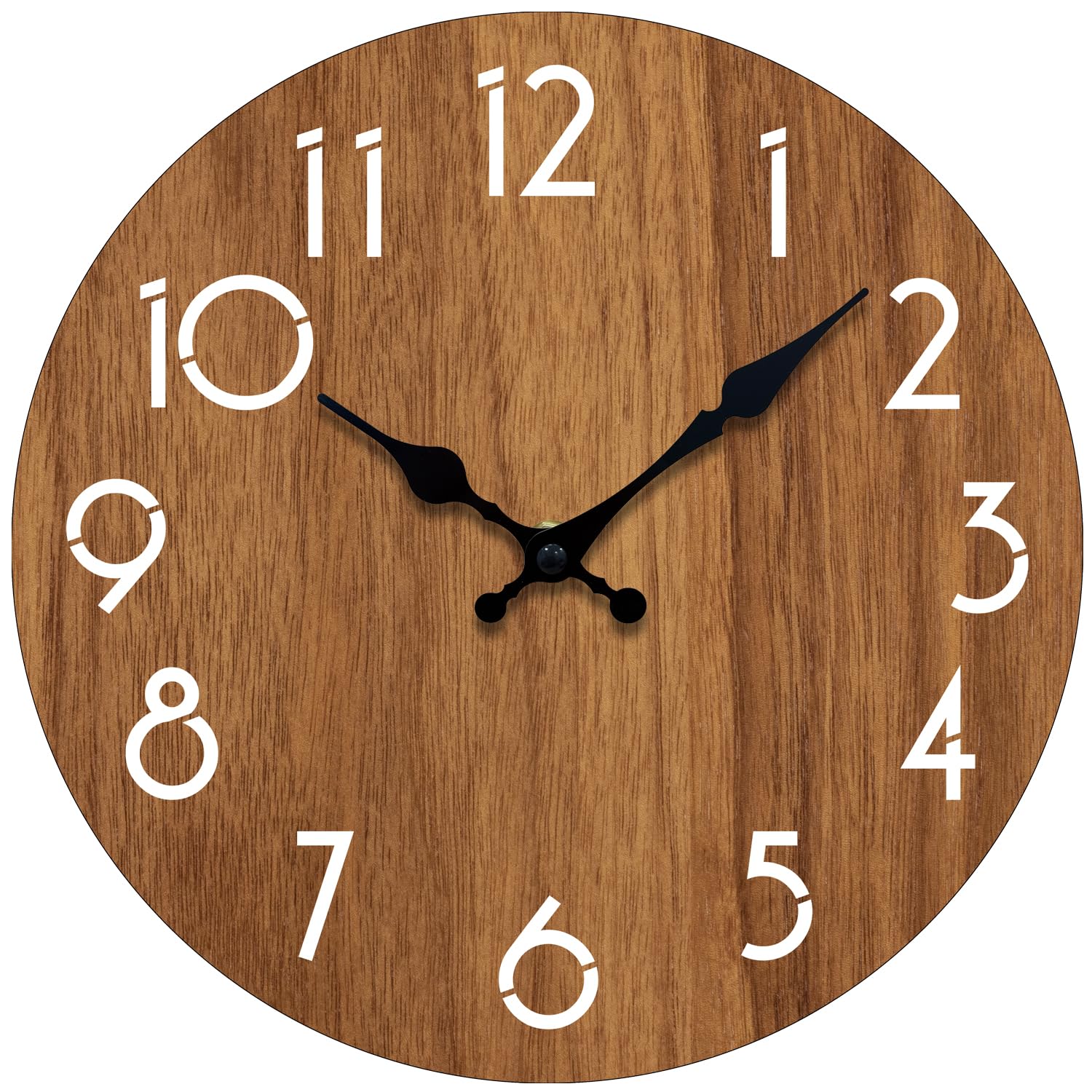Reloj de pared, moderno, funciona con pilas, silencioso, sin tictac, decorativo para sala de estar, oficina, hogar, escuela, 12 pulgadas (marrón)