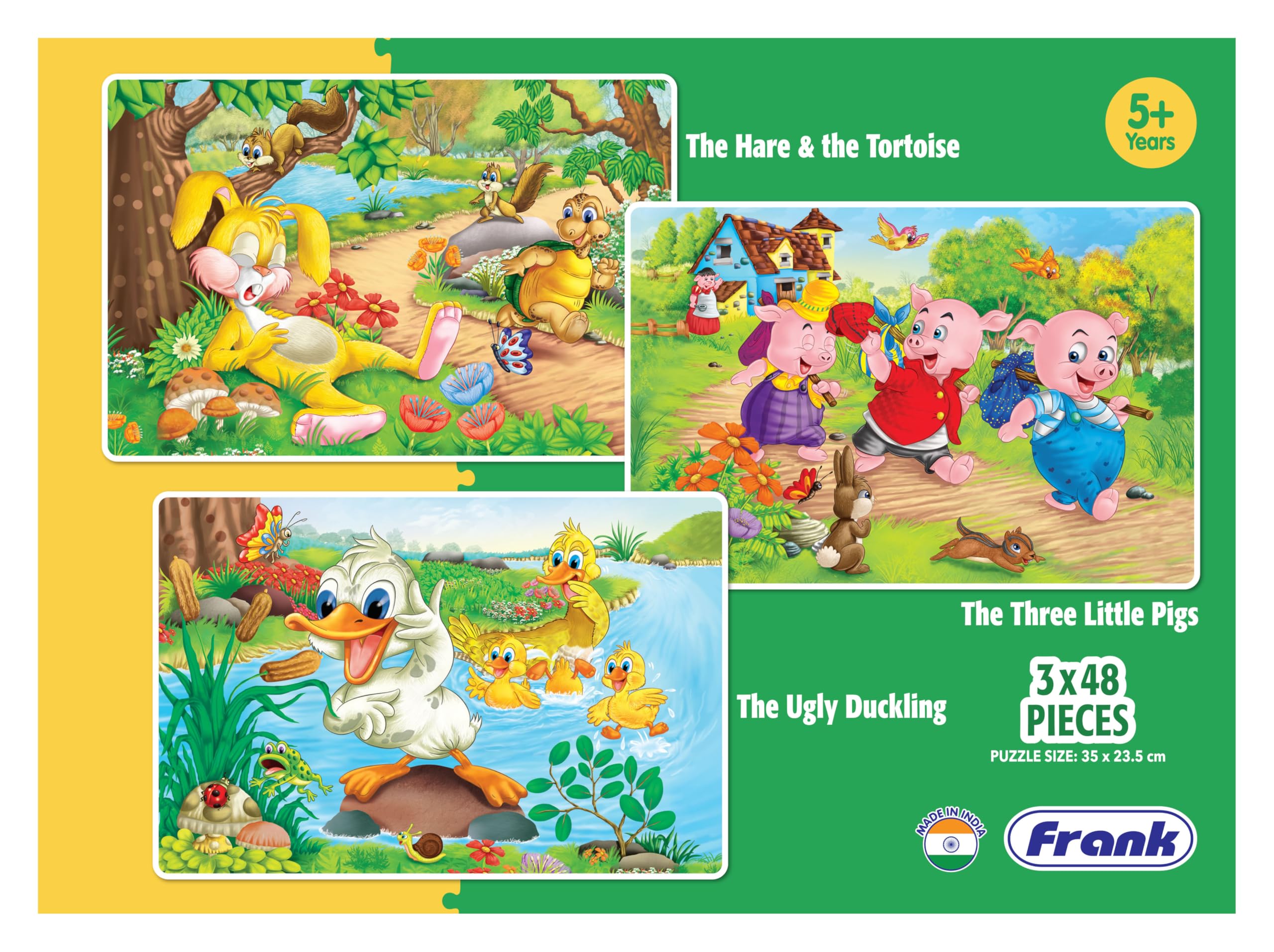 Frank Favourite Stories Puzzles (48 Pieces) 3 in 1 Jigsaw Puzzle for Kids Above 3+ Years - Fun & Challenging Brain Booster Games - Educational Puzzles - 15701