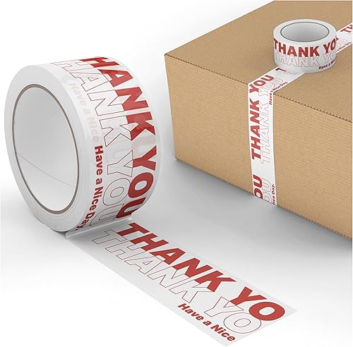 Cinta de embalaje decorativa Thank You para pequeñas empresas Cinta de envío de embalaje de diseño lindo Impresión de bolsa Bodega NYC, rojo y