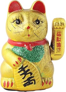 Freak Scene Glückskatze - Maneki-Neko - Winkekatze aus Keramik - 17 cm - Gold