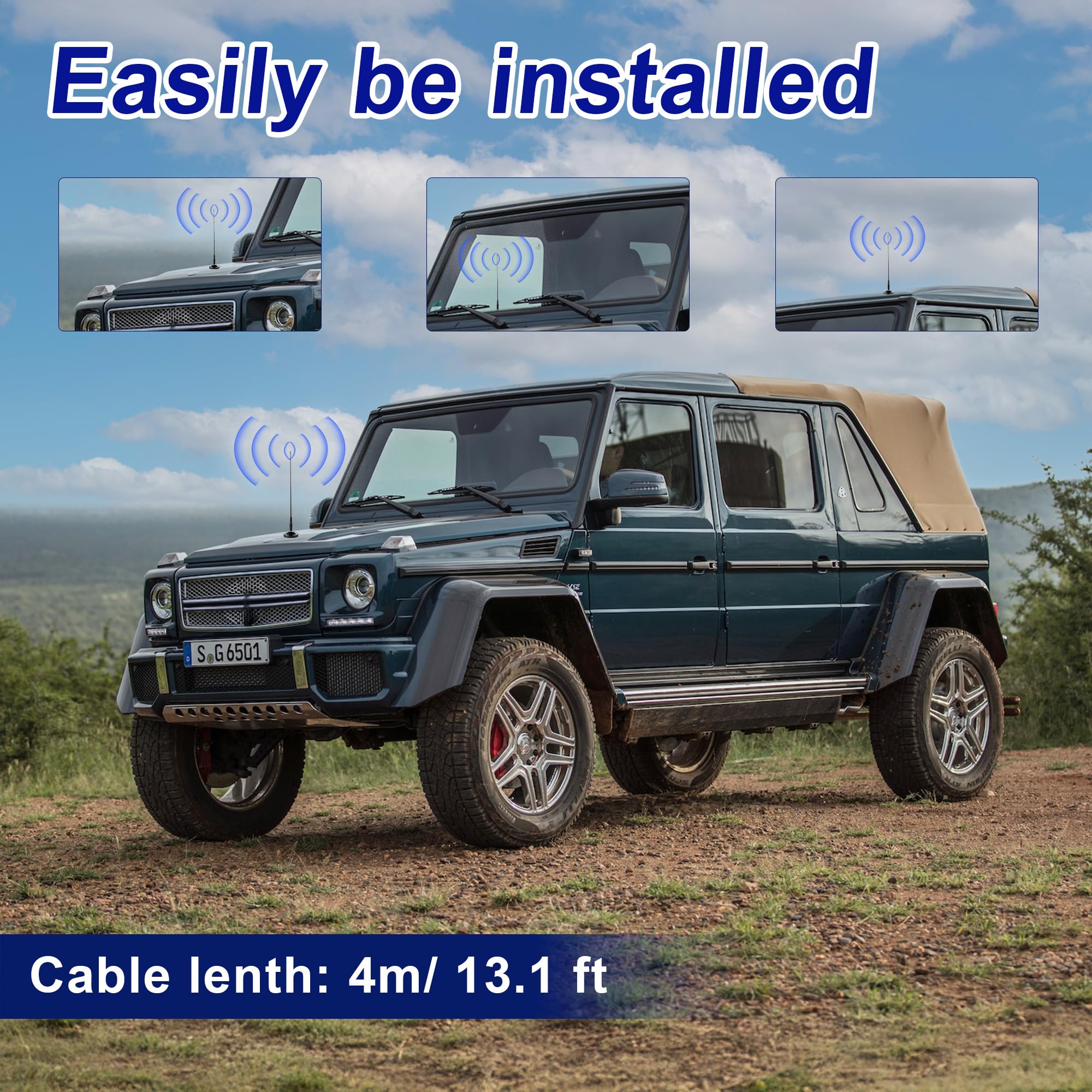 Antenna mobile per auto GMRS, antenna a frusta morbida, UHF VHF 136-174 MHz, 400-470 MHz, 2 metri, 70 cm, antenna con base magnetica per Motorola Kenwood Midland BTECH e BaoFeng Mobile Radio, Eifagur