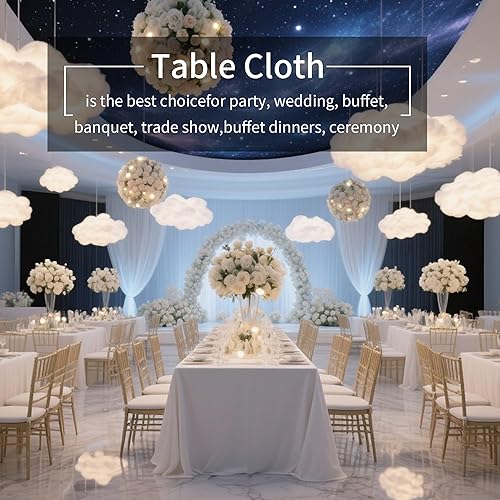 Miniatura 2 de BIGTONE Paquete de 12 manteles rectangulares blancos de 60 x 102 pulgadas, manteles de poliéster para mesas de 6 pies con embalaje de cinta cruzada,