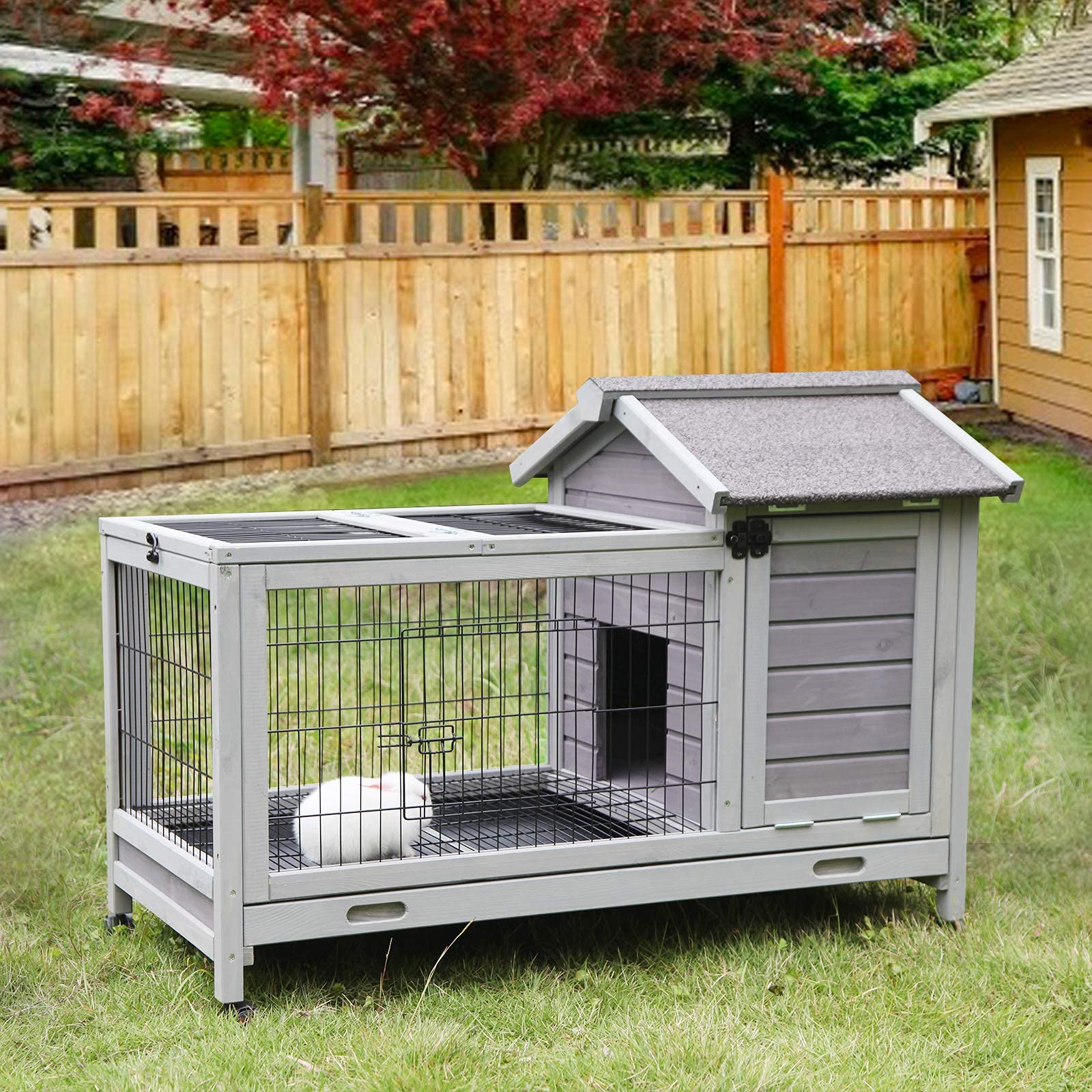 Aivituvin Rabbit Hutch Indoor Rabbit Cage Outdoor Bunny Hutch Guinea