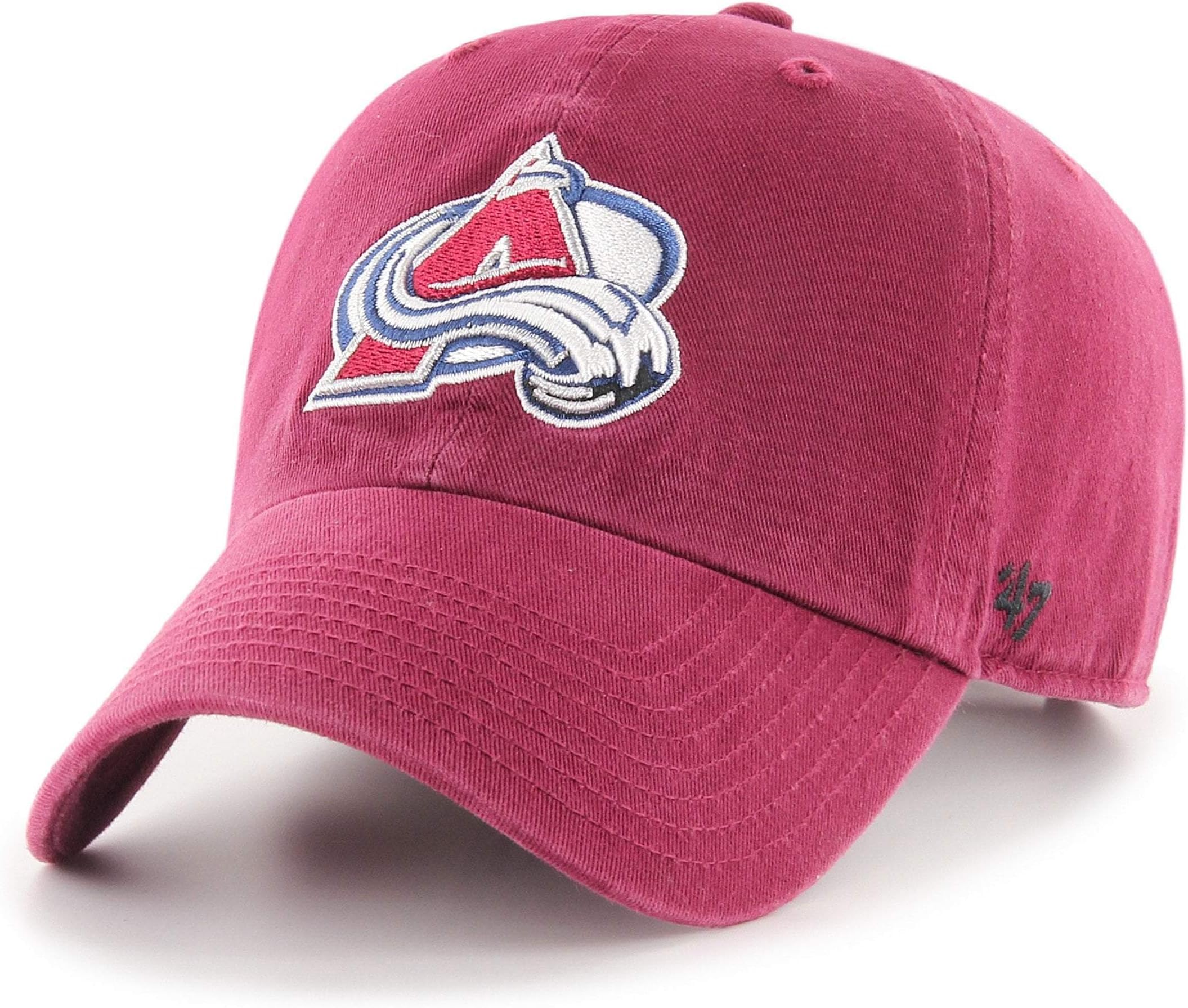 47 NHL Team Color Alternate Primary Logo Clean Up Adjustable Cap Dad Hat, Adult One Size Fits All, Colorado Avalanche - Burgundy, One size