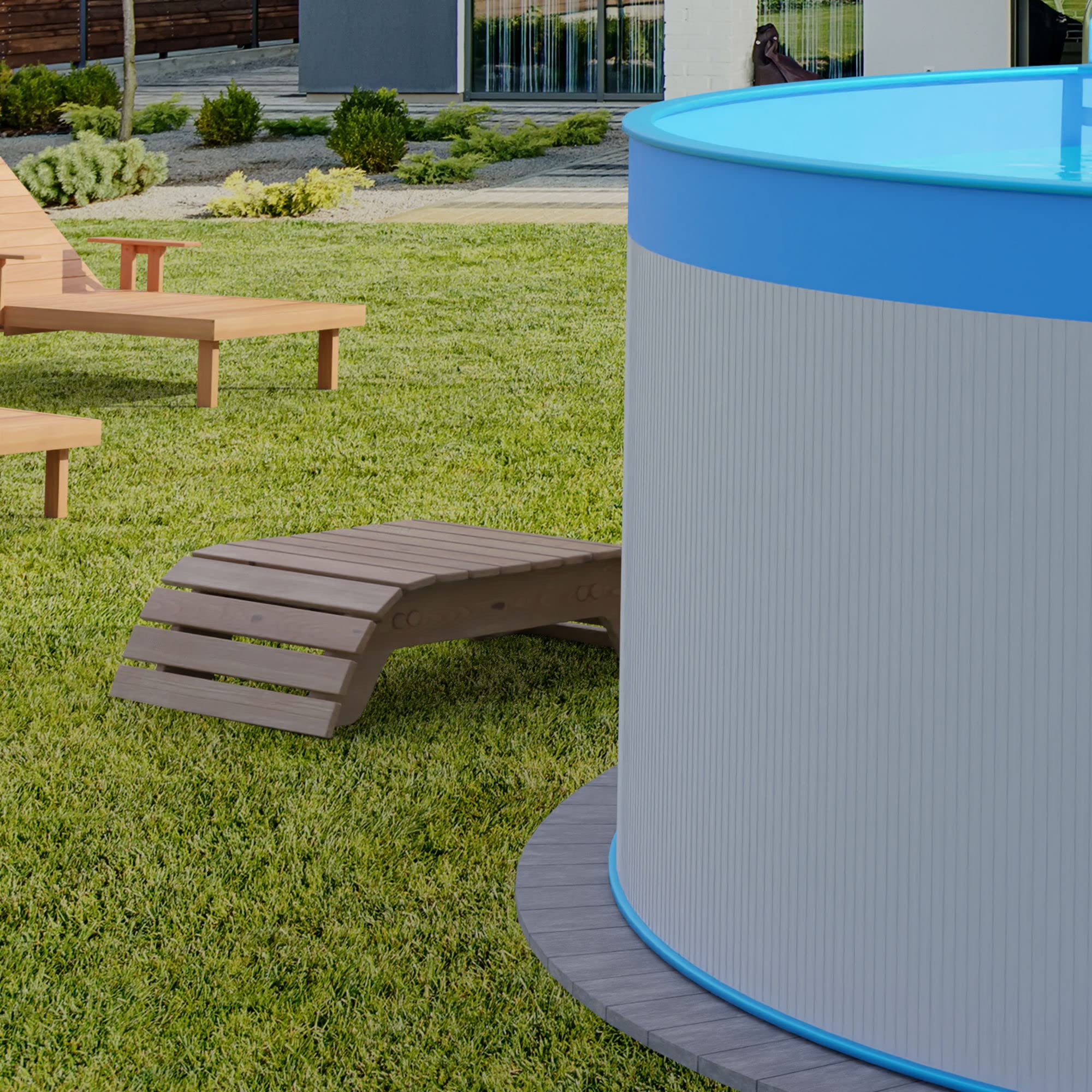 Planet Pool Stahlwandpool rund ohne Skimmerstanzung, Größe wählbar, 90cm tief, Stahl 0,3mm weiß, Folie 0,2mm bl. 300x90
