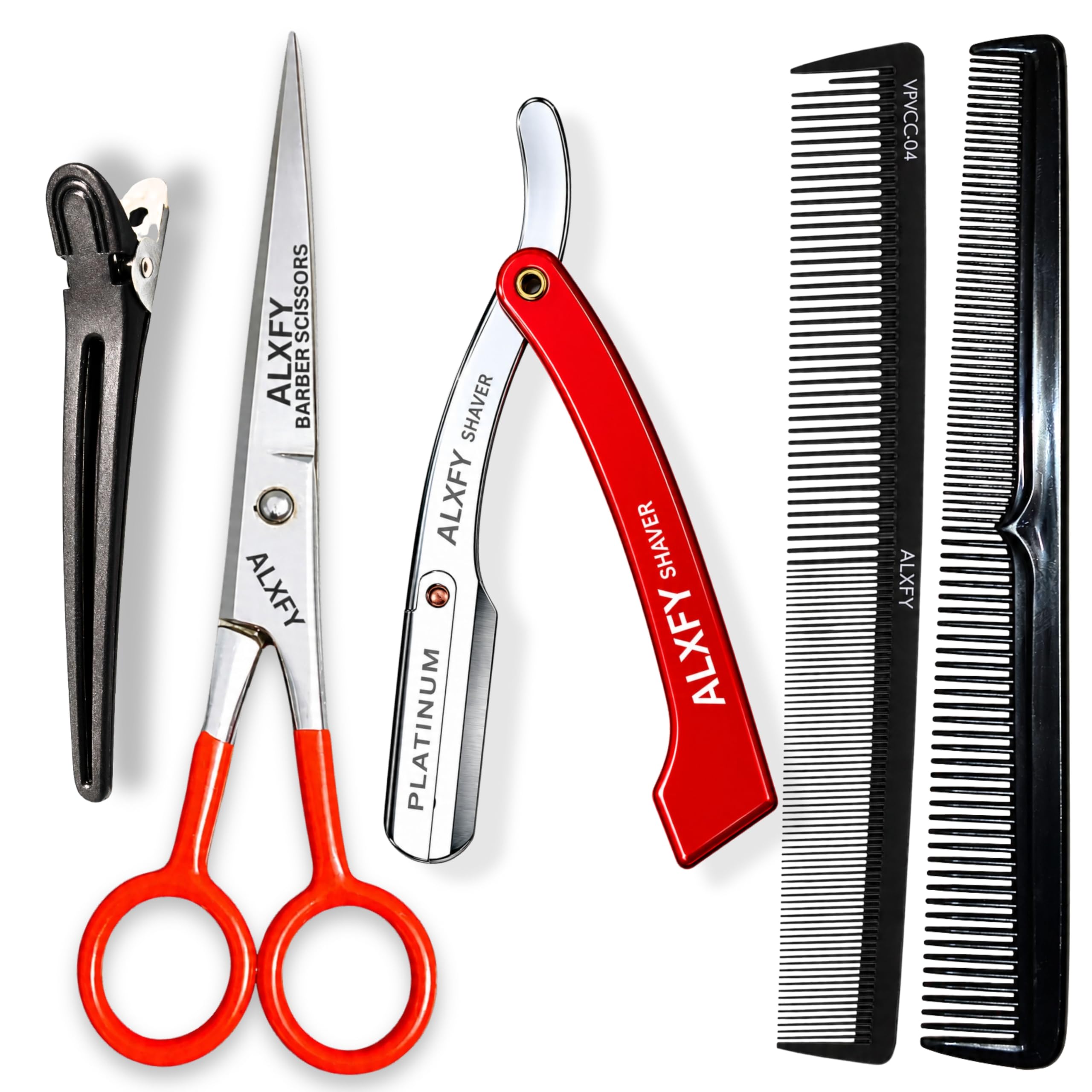 ALXFY Professional Barber Hair Cutting Scissors for Men & Women | Professional Salon & Parlour Hair Cutting Scissor Sharp Carbon Funner Stainless Steel Hairdressing | Ergonomic Handle | 1 Pc Combo-image-26