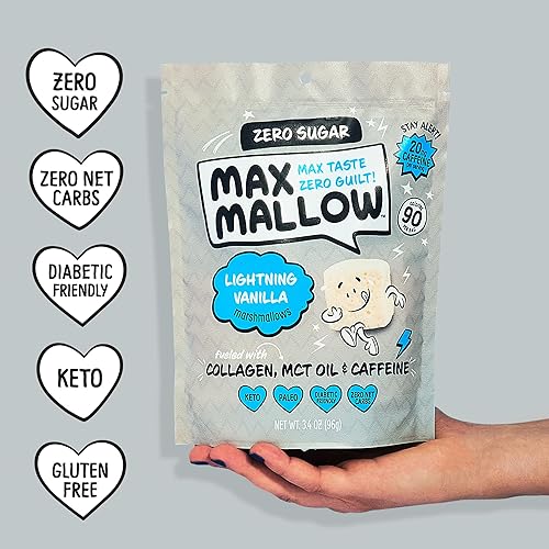 Miniatura 9 de Know Brainer Max Mallow - Paquete variado de malvaviscos sin culpa y sin azúcar, bajo en carbohidratos, cero grasa, sin gluten y cetogénico