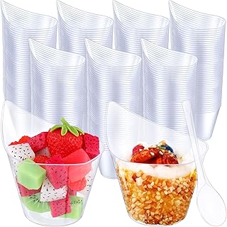 400 Pack Clear Plastic Dessert Cups with Tasting Spoons, Appetizer Cups ...