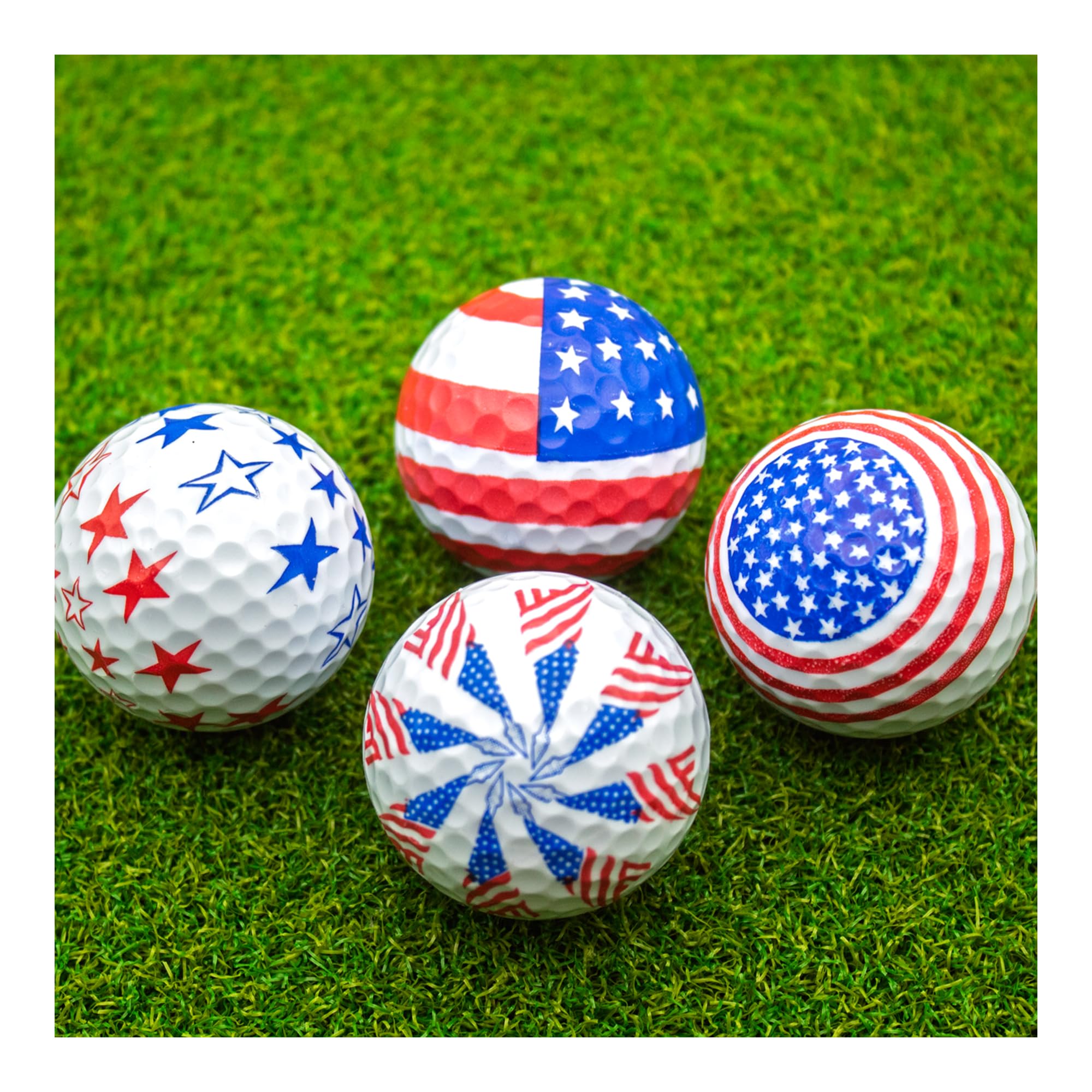 GBM Patriotic Golf Balls - Set of 12 American Flag Design with Stars & Stripes Pattern for Games, Practices & Gifts