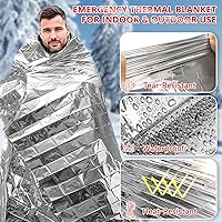 Vista 5 de SecuCaptain Survival Emergency Thermal Blankets: Extra Large 84” x63” Space Mylar Blanket Kit for Outdoor Cold Winter Camping Hiking Car Bug Out Bag