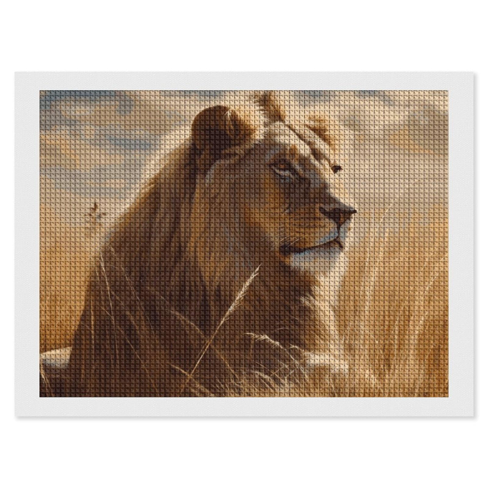NONHAI Diamond Painting Kits for Adults - DIY Diamond Art Kits for Beginners - Full 5D Paint Drill Diamond Dots Paintings- Prairie Lion Diamonds Pictures Gem Art and Craft Wall Decor 12"x16"