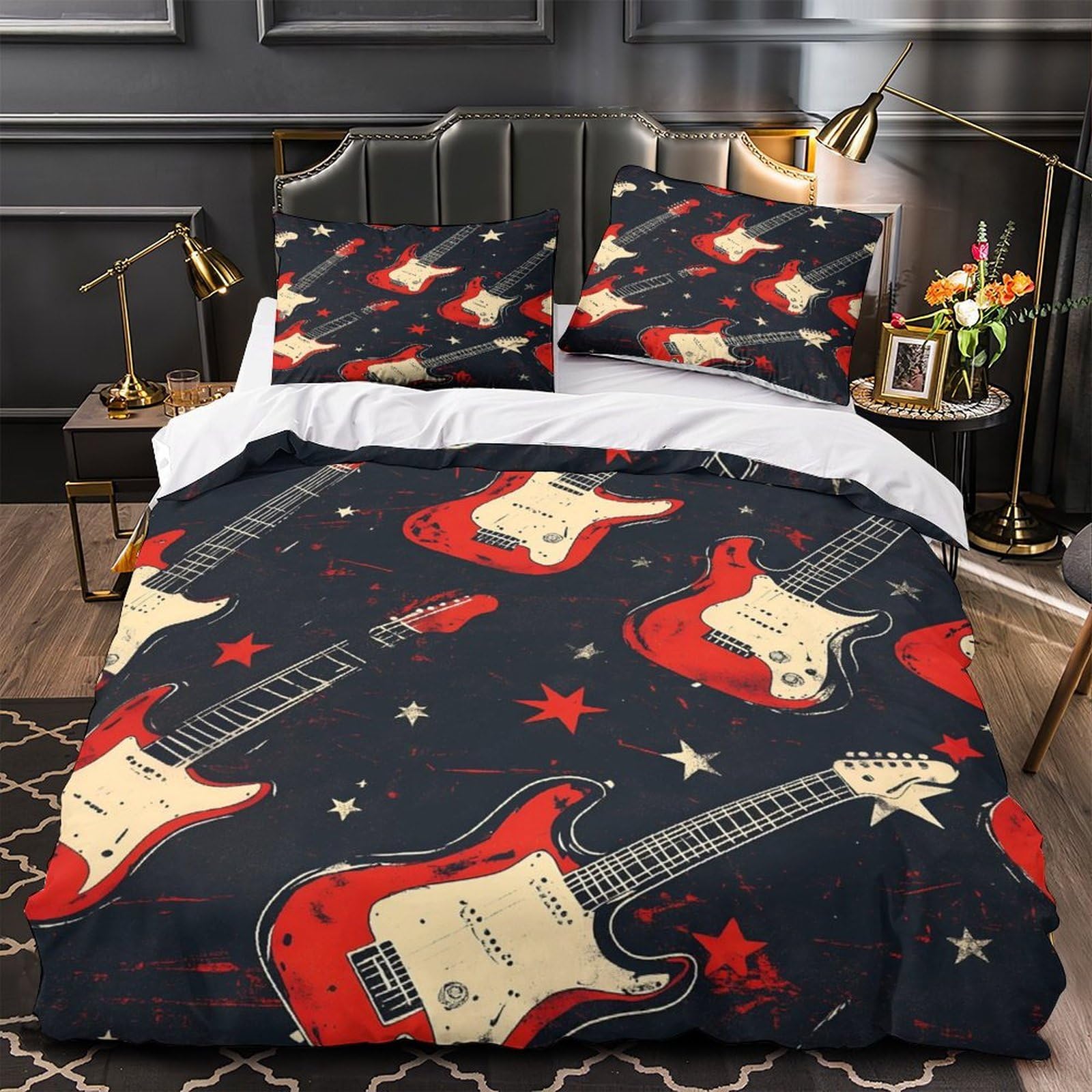 Housse de couette guitare rock 140x200 : idée cadeau ado