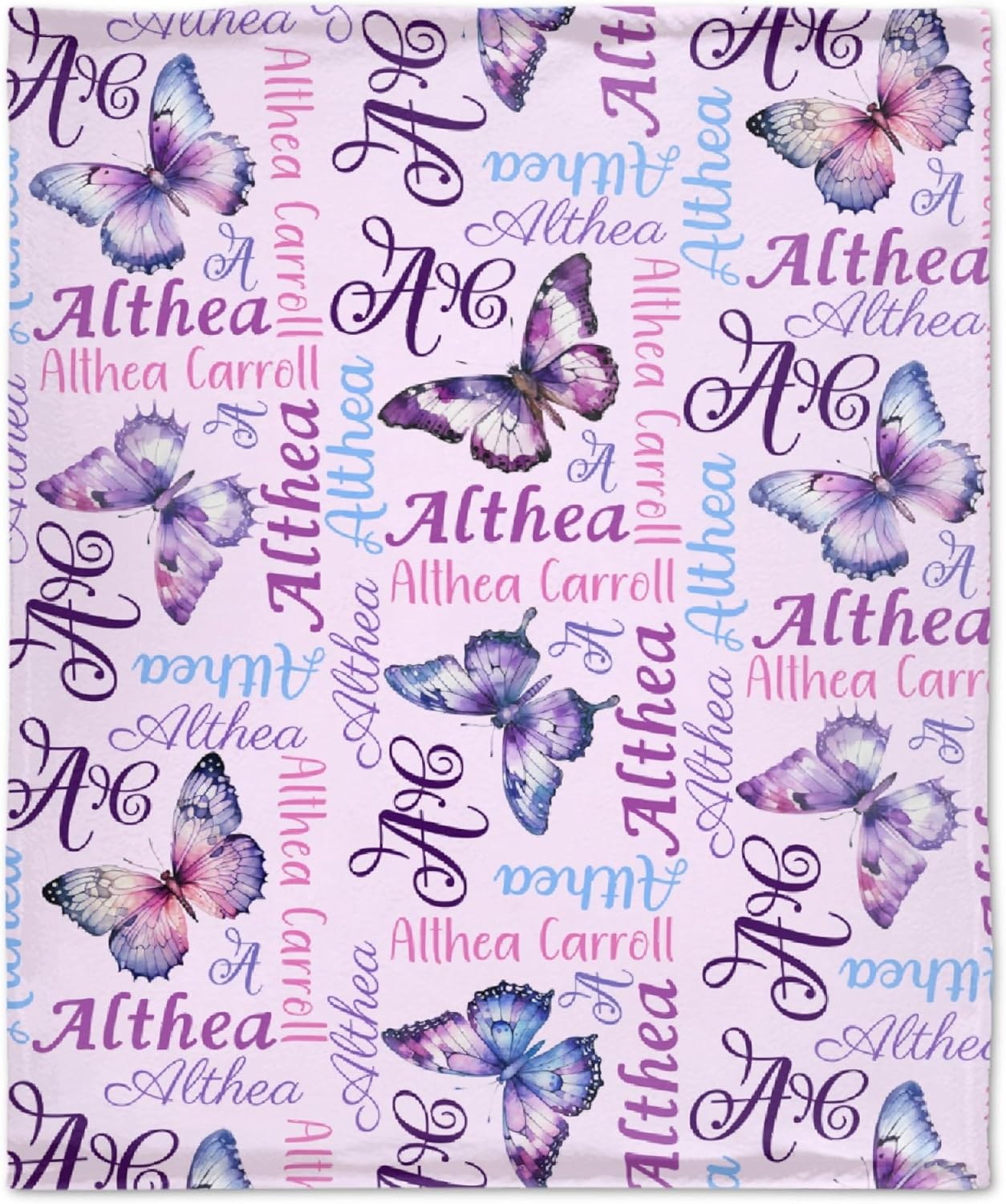 Personalized Butterfly Blanket Gifts, Custom Butterfly Blanket with Name for Boys Girls, Baby Gift for Birthday Chirstmas Soft Plush Blanket for Couch Bed 50x40 in for Kids