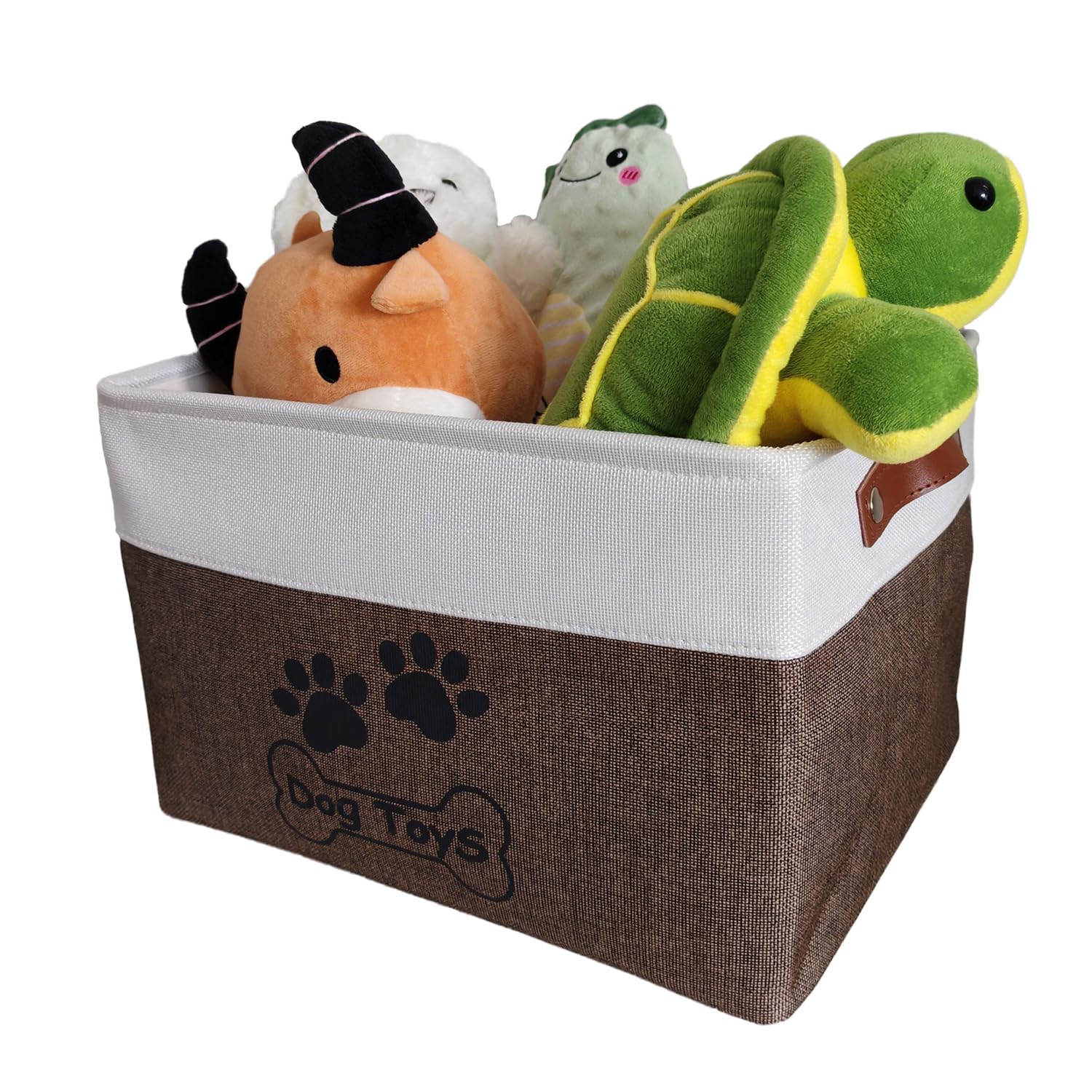 Cesta de juguetes para perros, caja de juguetes plegable para perros con asas, contenedor plegable para juguetes para mascotas, accesorios