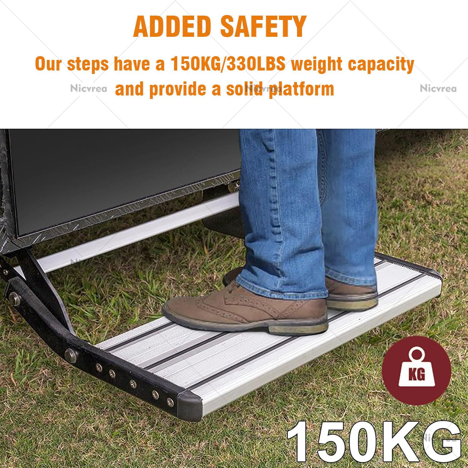 Escaleras retráctiles para caravana, escalón plegable de aluminio con diseño antideslizante, escalón extraíble para autocaravana, caravana, accesorio manual de 1 escalón