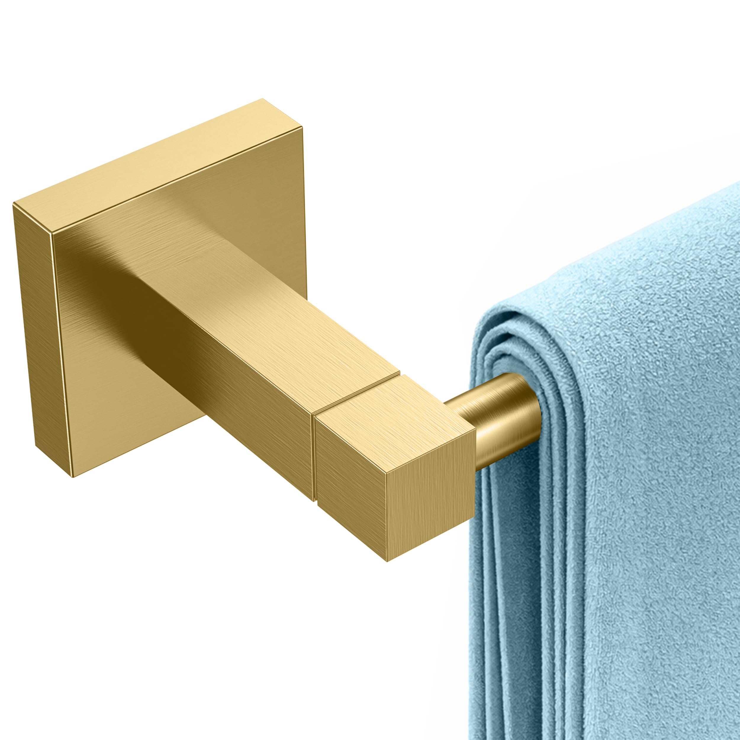 Porte-serviettes pour salle de bain anti-rouille or brossé pour fixer sans bouger